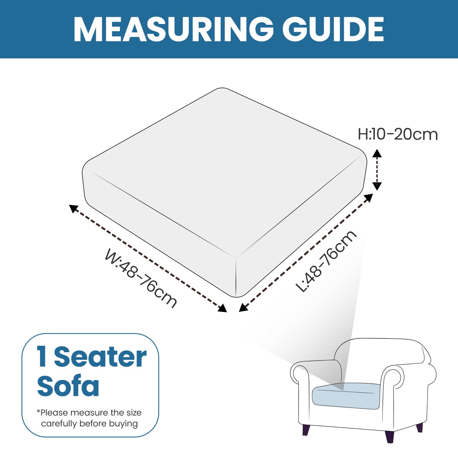 Ystyle 1 Piece Elastic Sofa Cushion Covers, Separate Sofa Seat Cushion Slipcovers, Universal Stretch Sofa Seat Protectors