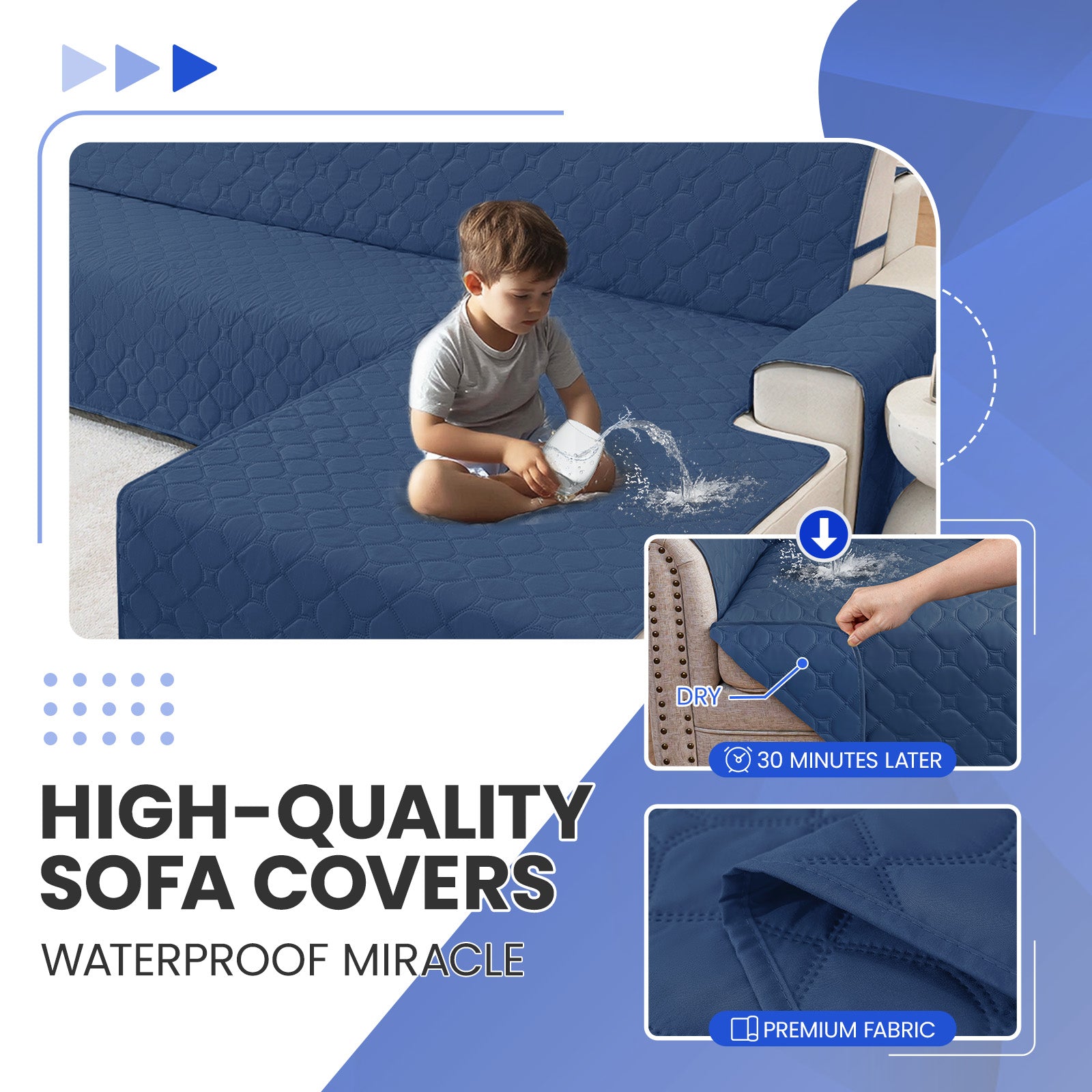 YSTYLE imperméable Reversible Corner canapé couverture L Shape 225CM