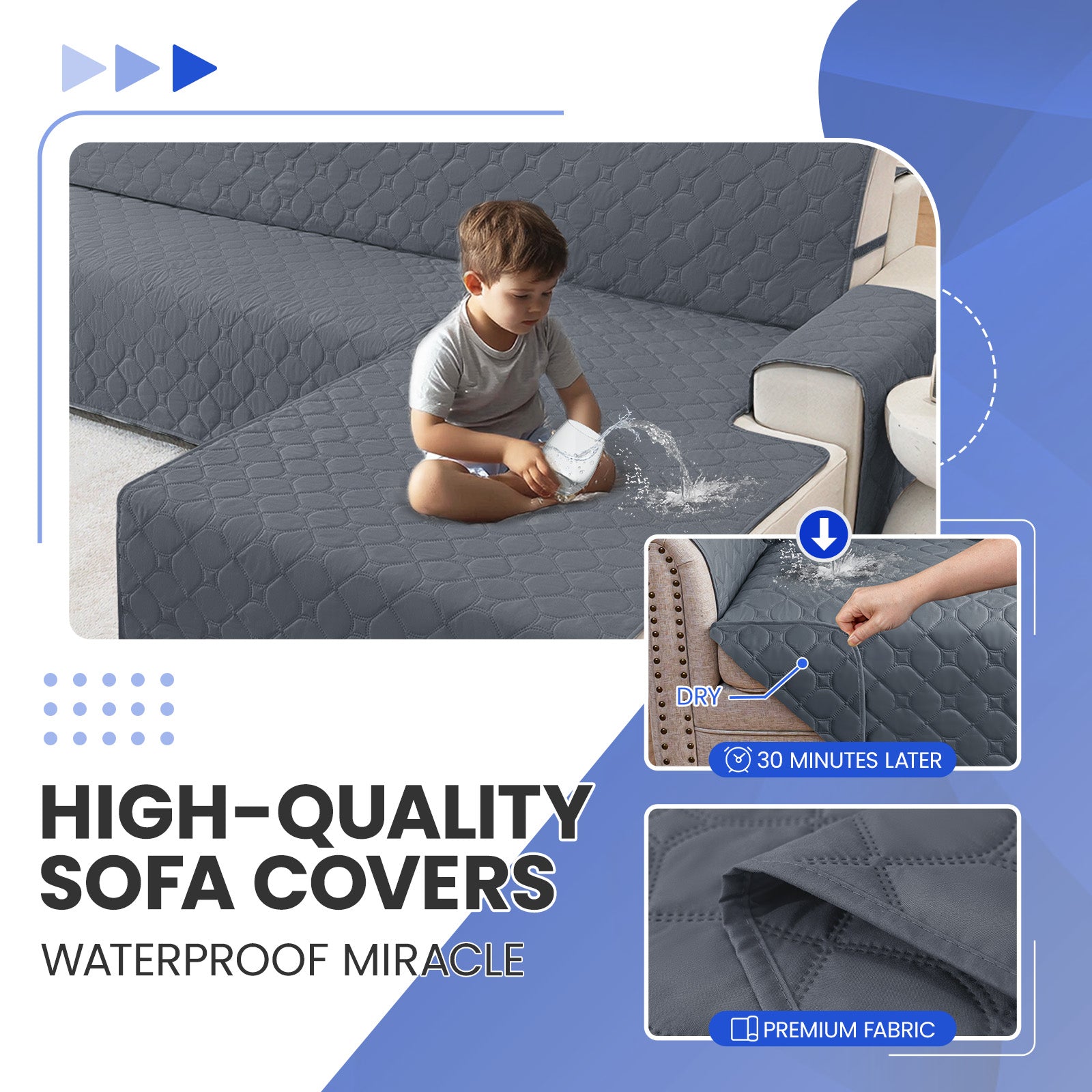 YSTYLE imperméable Reversible Corner canapé couverture L Shape 225CM