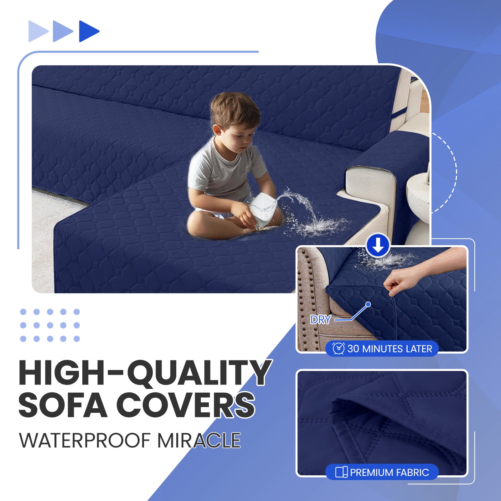YSTYLE imperméable Reversible Corner canapé couverture L Shape 225CM