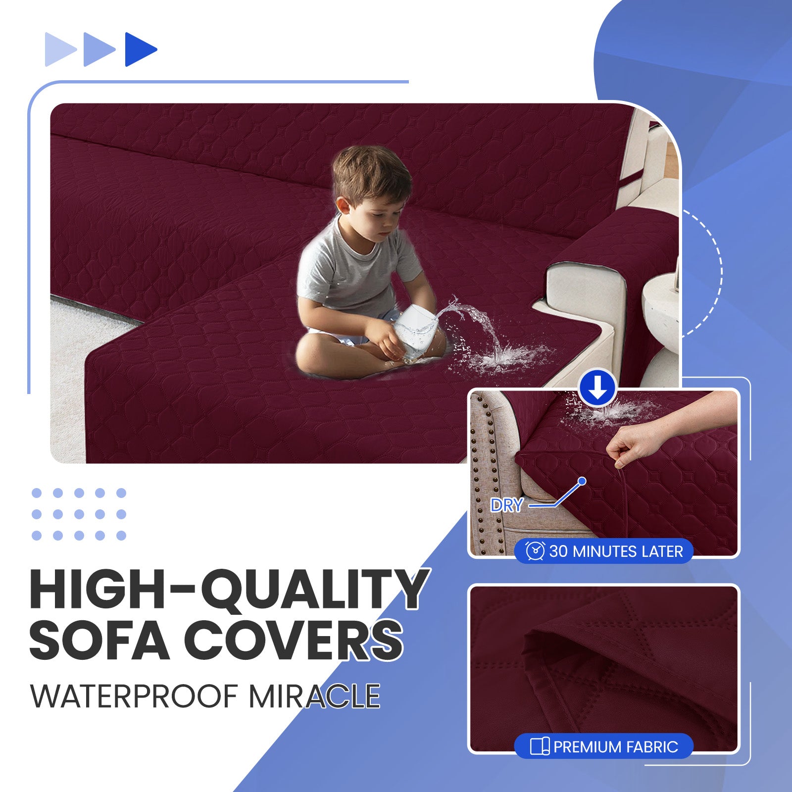 YSTYLE imperméable Reversible Corner canapé couverture L Shape 225CM