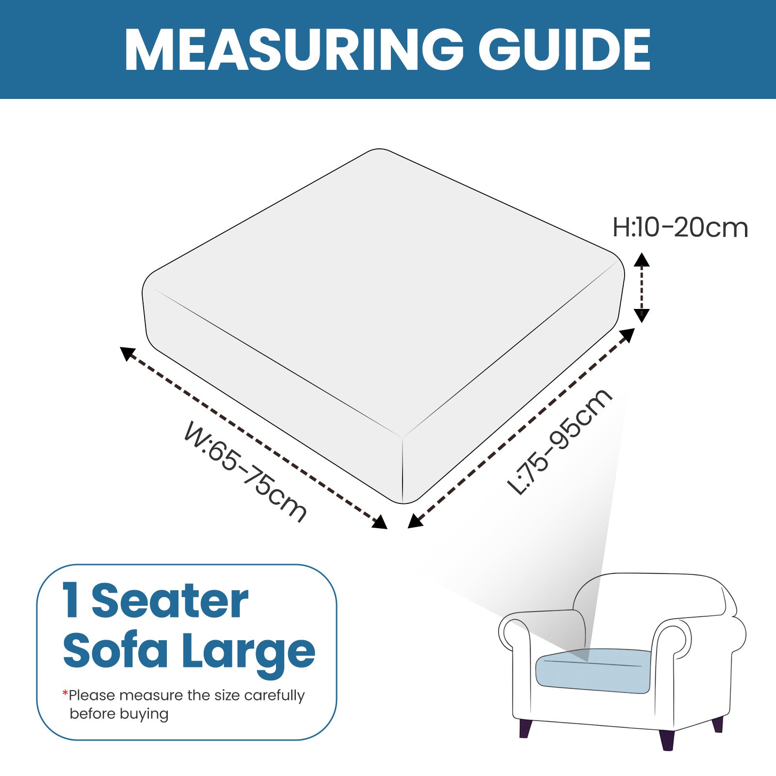 Ystyle 1 Piece-Large Elastic Sofa Cushion Covers, Separate Sofa Seat Cushion Slipcovers, Universal Stretch Sofa Seat Protectors