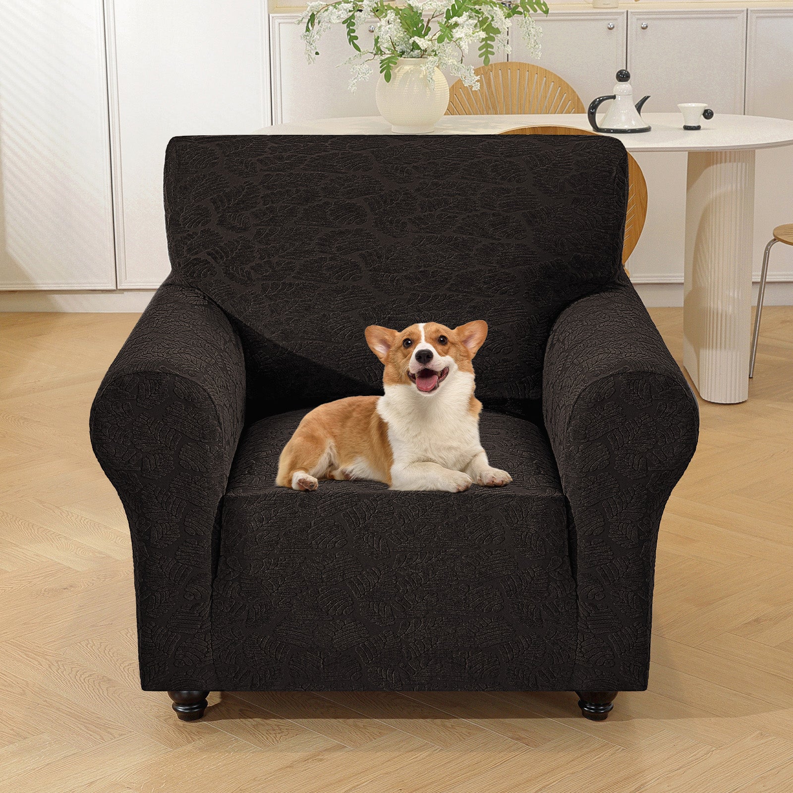 YSTYLE Stretch 1 Seater Sofa Cover with Armrests Anti Slip-YSTYLE