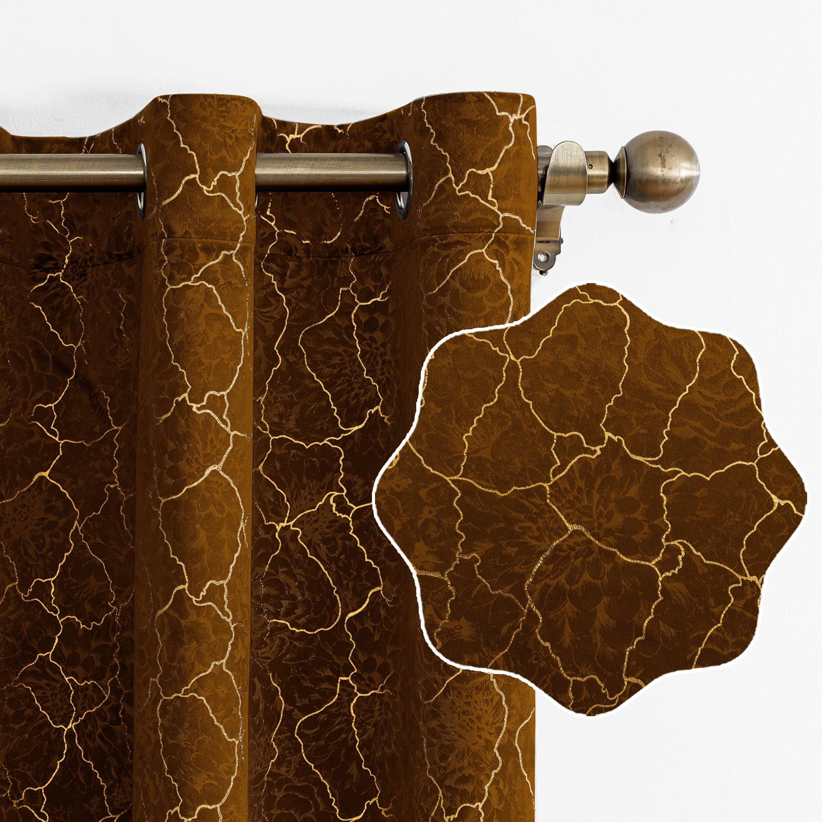 Ystyle 2 Stück Samt Verdunklungs Vorhänge 140x225 cm Gold Druck