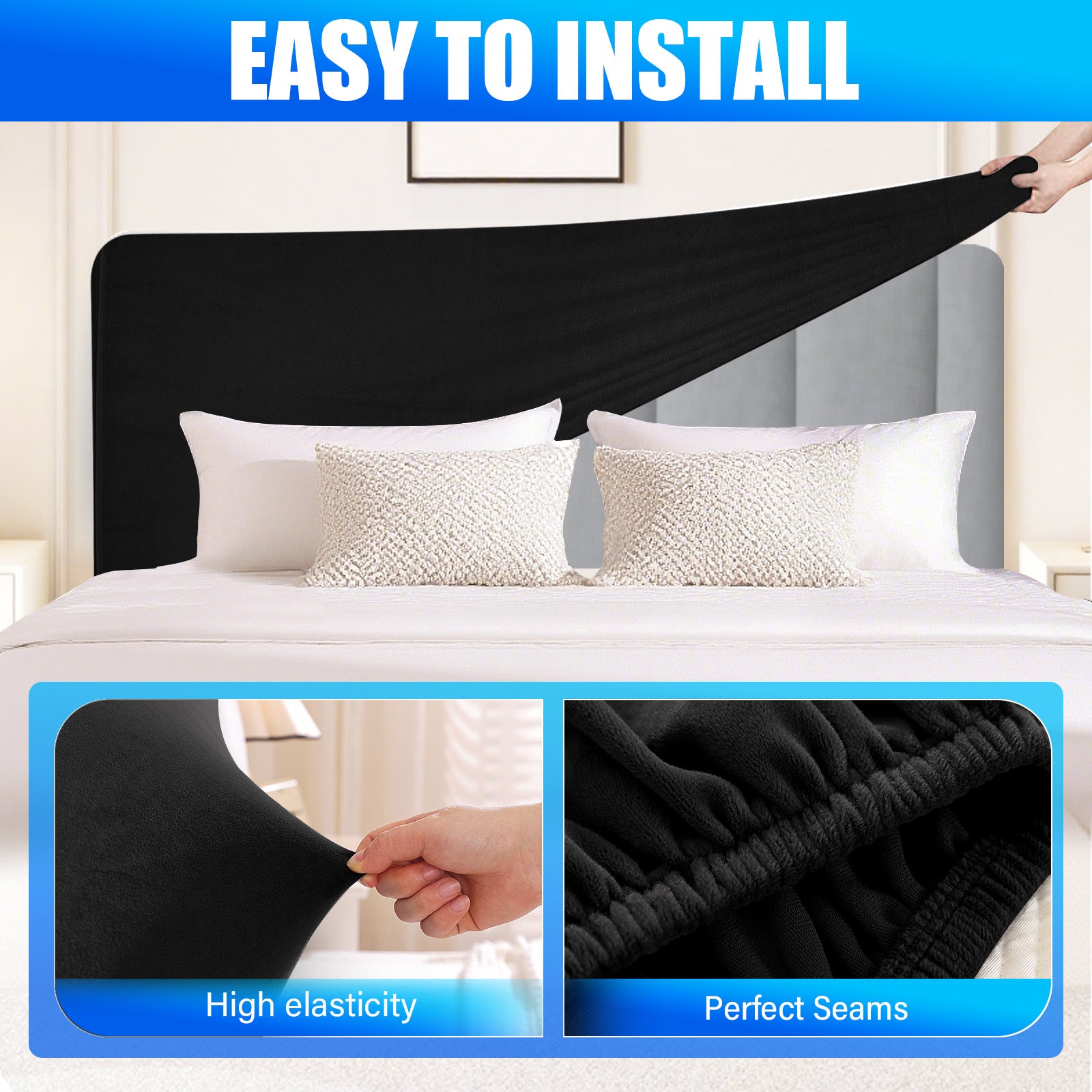 Ystyle 180cm Velvet Headboard Cover, Elastic Slipcover for Bed Headboard, Solid Color Washable Headboard Protector for Single/Double Beds