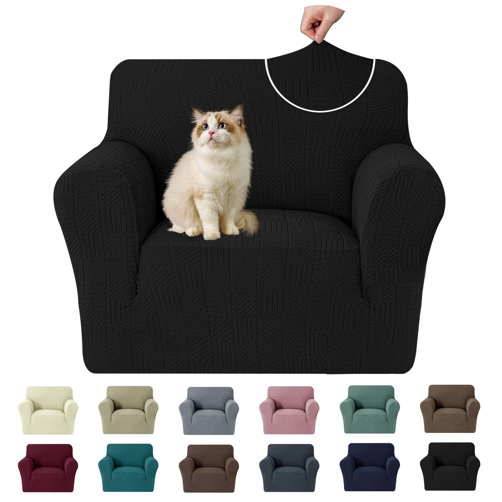 YSTYLE Cubierta de Sofá para 1 Asiento – Ajuste Elástico, Antideslizante, Amigable con Mascotas, Diseño Moderno, Lavable - Cinco Líneas 
