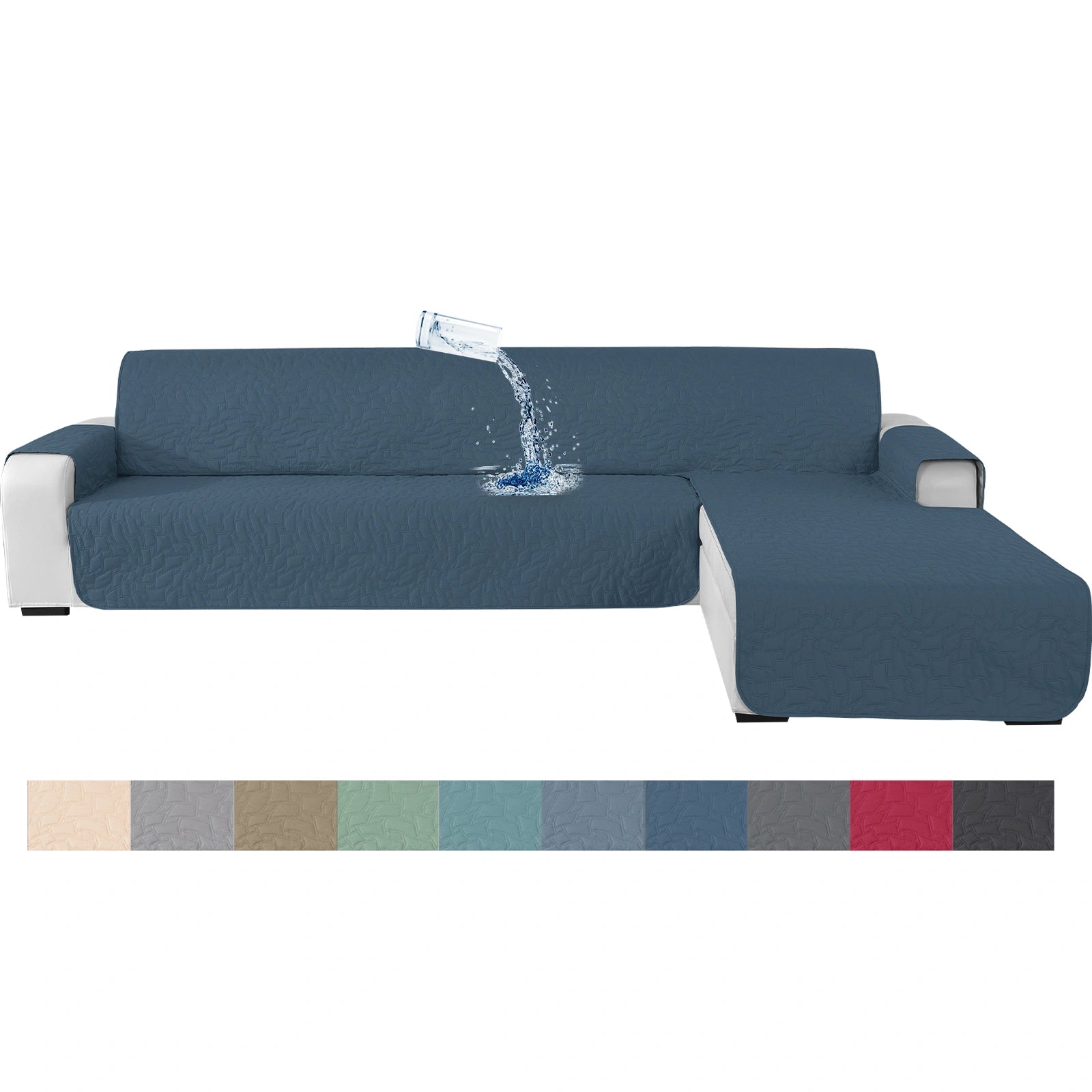 YSYLE L-Forma para Cubierta de Sofá de 3 Lugares - Impermeable, Antideslizante, Anti-Rascado de Gato, Protección Acolchada - Forma Cuadrada