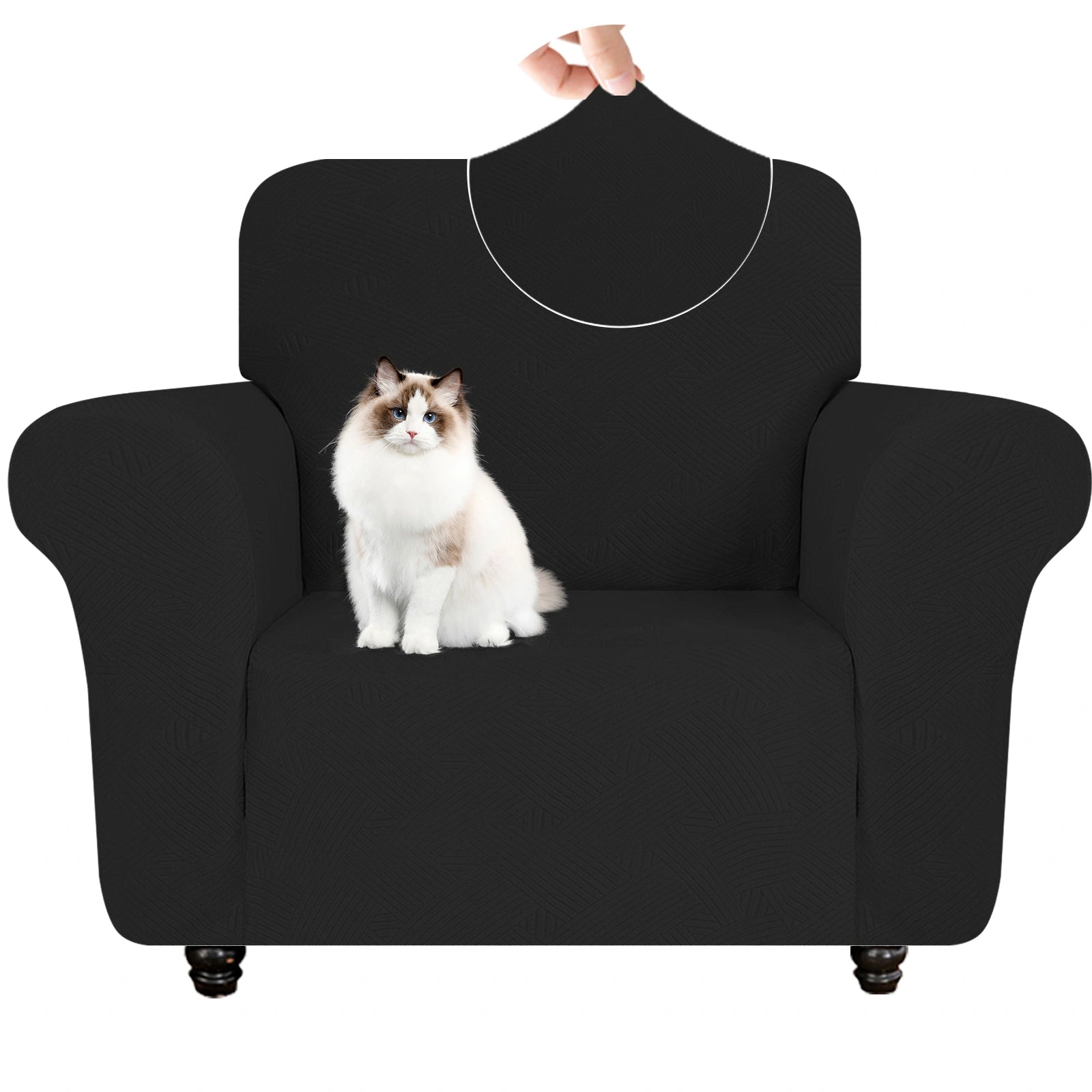 ESTILO 1 Cubierta de sofá de un solo asiento - Elástica, antideslizante, amigable con mascotas, lavable, adecuada para el invierno - Patrón entrelazado