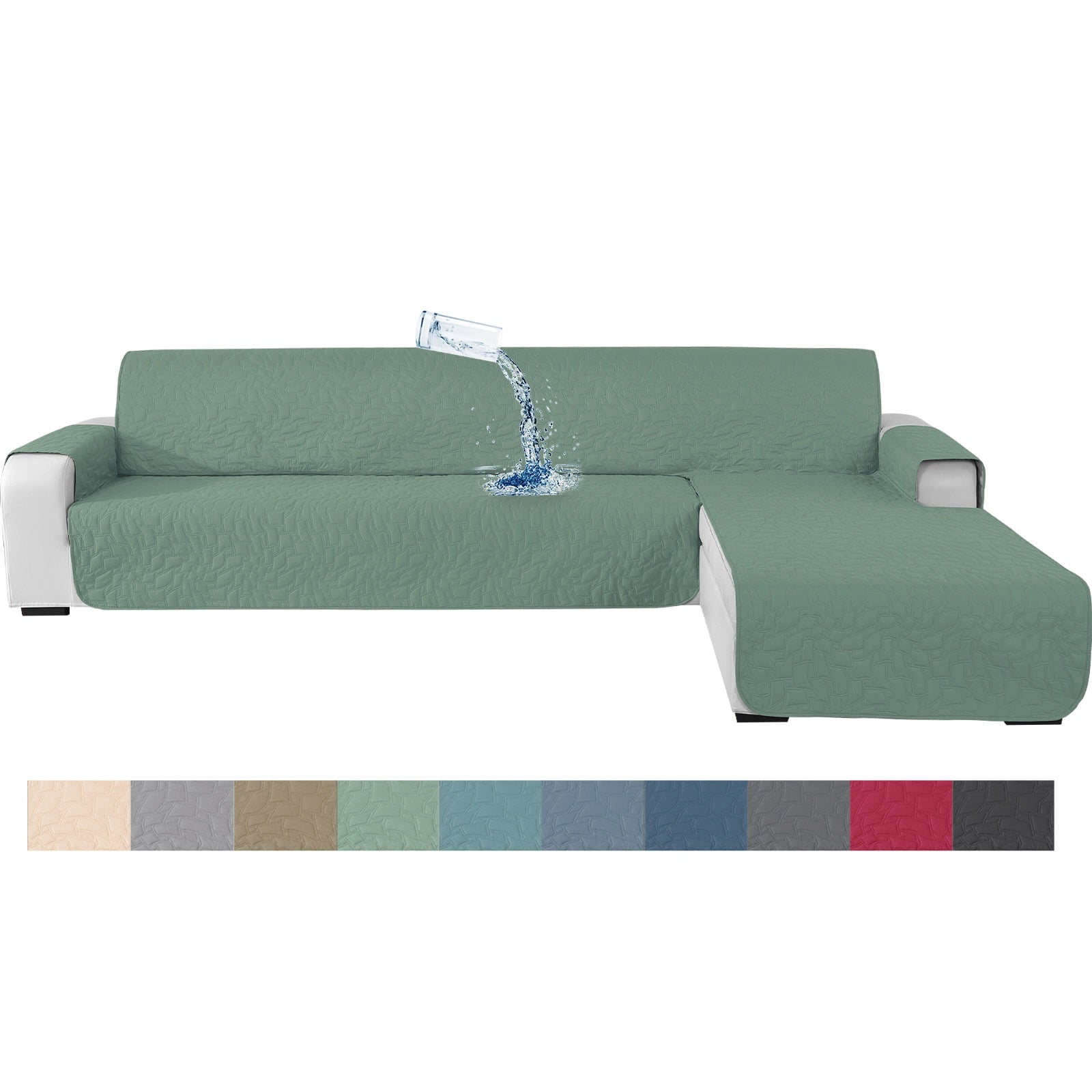 YSYLE L-Forma para Cubierta de Sofá de 3 Lugares - Impermeable, Antideslizante, Anti-Rascado de Gato, Protección Acolchada - Forma Cuadrada