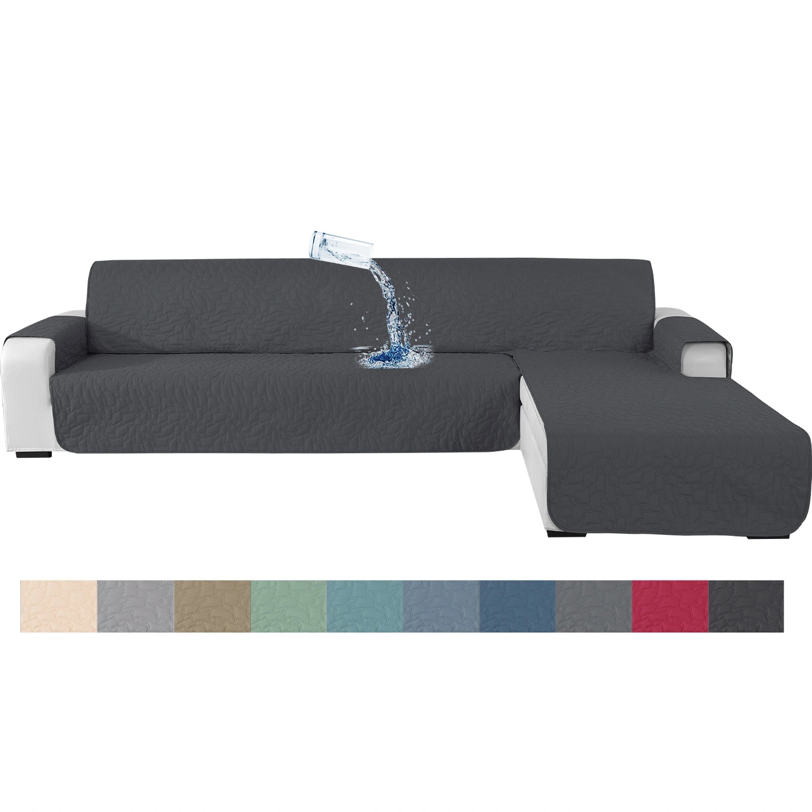 YSYLE L-Forma para Cubierta de Sofá de 4 Lugares - Impermeable, Antideslizante, Anti-Rascado de Gato, Protección Acolchada - Forma Cuadrada