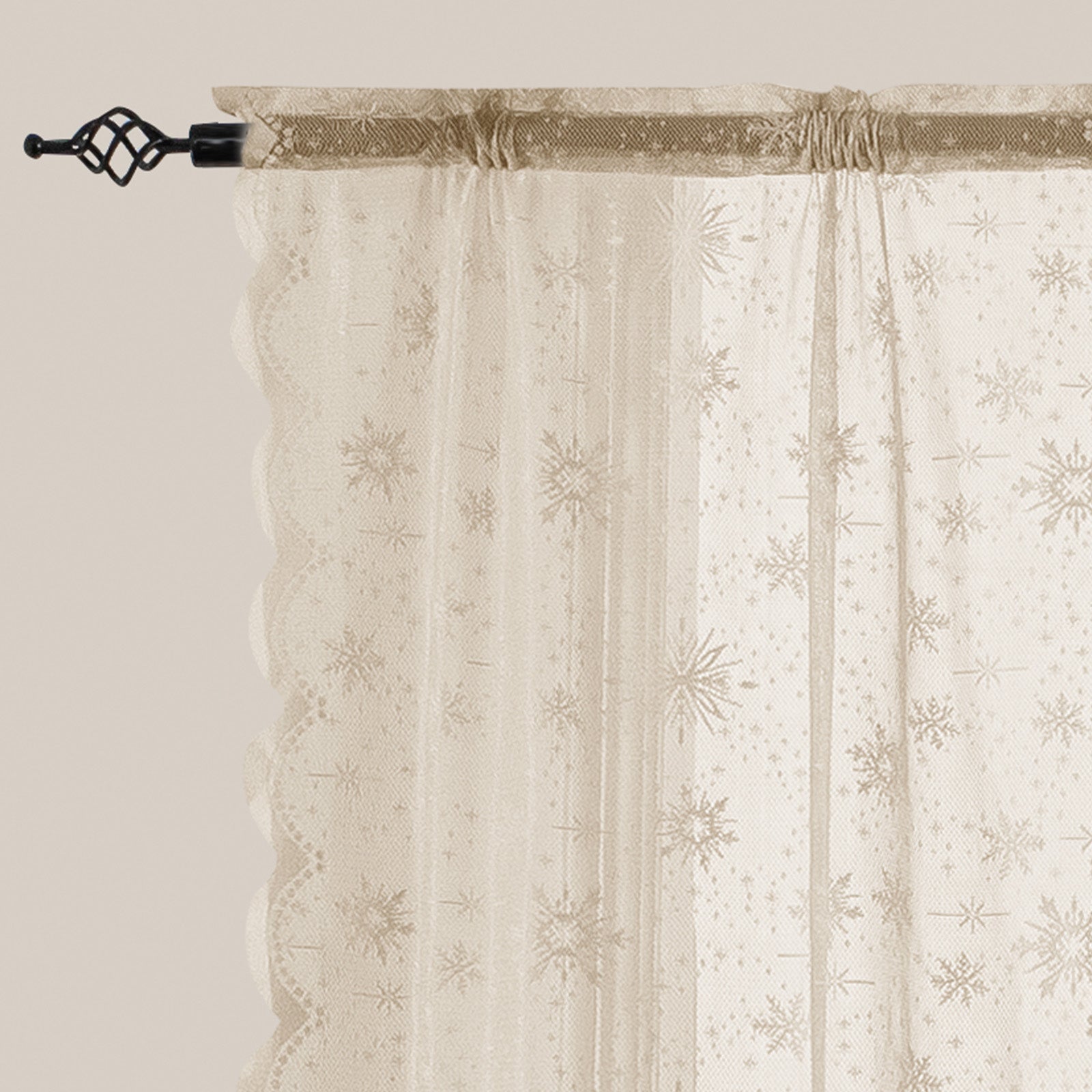 Ystyle 2 Panels Set, Semi-Sheer Indoor Curtains, 70x120cm, Classic Snowflake Pattern Lace Voile Curtains with Rod Pocket