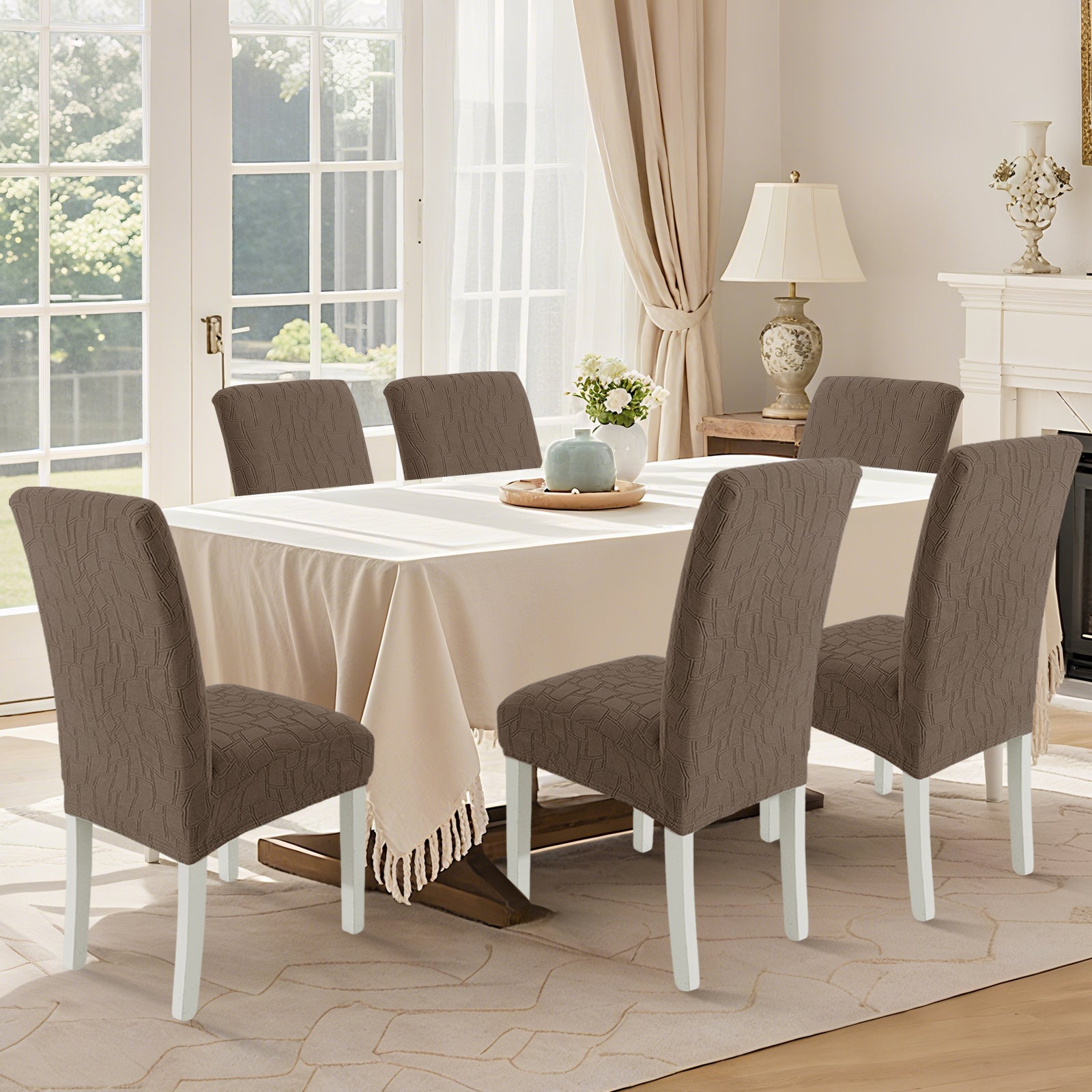 Ystyle 6-Piece Chair Covers with Backrest, Elastic Living Room Kitchen Chair Slipcovers, Soft Comfortable Anti-Scratch Chair Covers, Easy to Clean and Durable, Washable Removable