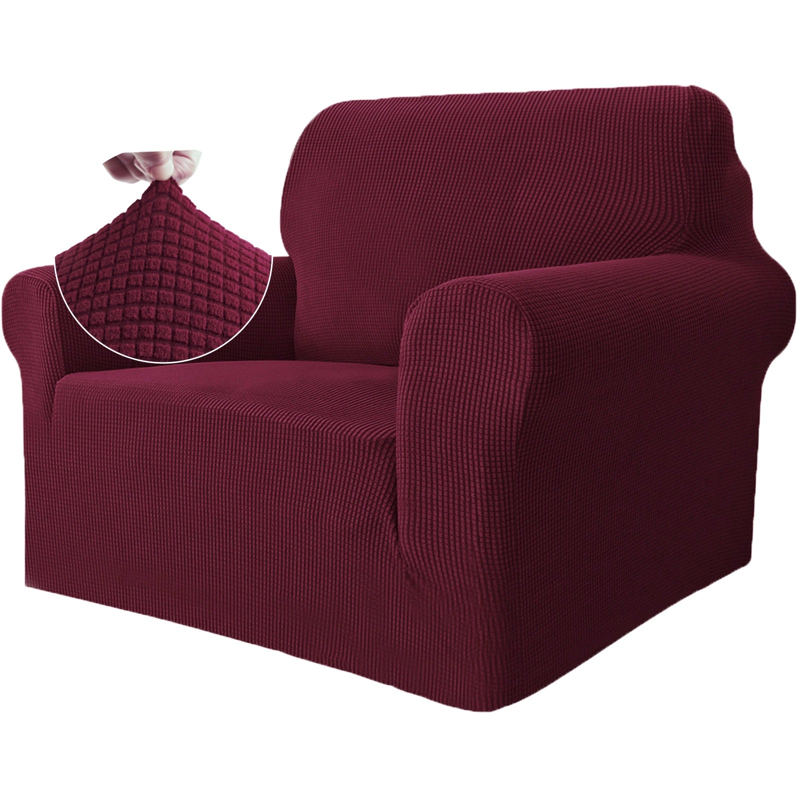 YSTYLE Cubierta de Sofá para 1 Asiento – Elástica, Antideslizante y Amigable con Mascotas, Resistente a los Rayones, Lavable-Red 