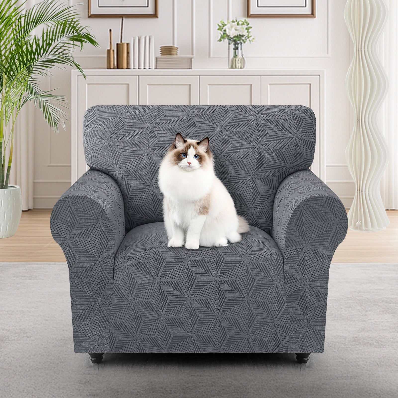 Ystyle 1-Seater Sofa Cover with Armrests, Stretch Sofa Cover, Universal Anti-Scratch Sofa Cover for Cats and Dogs, Non-Slip Sofa Cover, Washable Stain-Resistant Sofa Cover