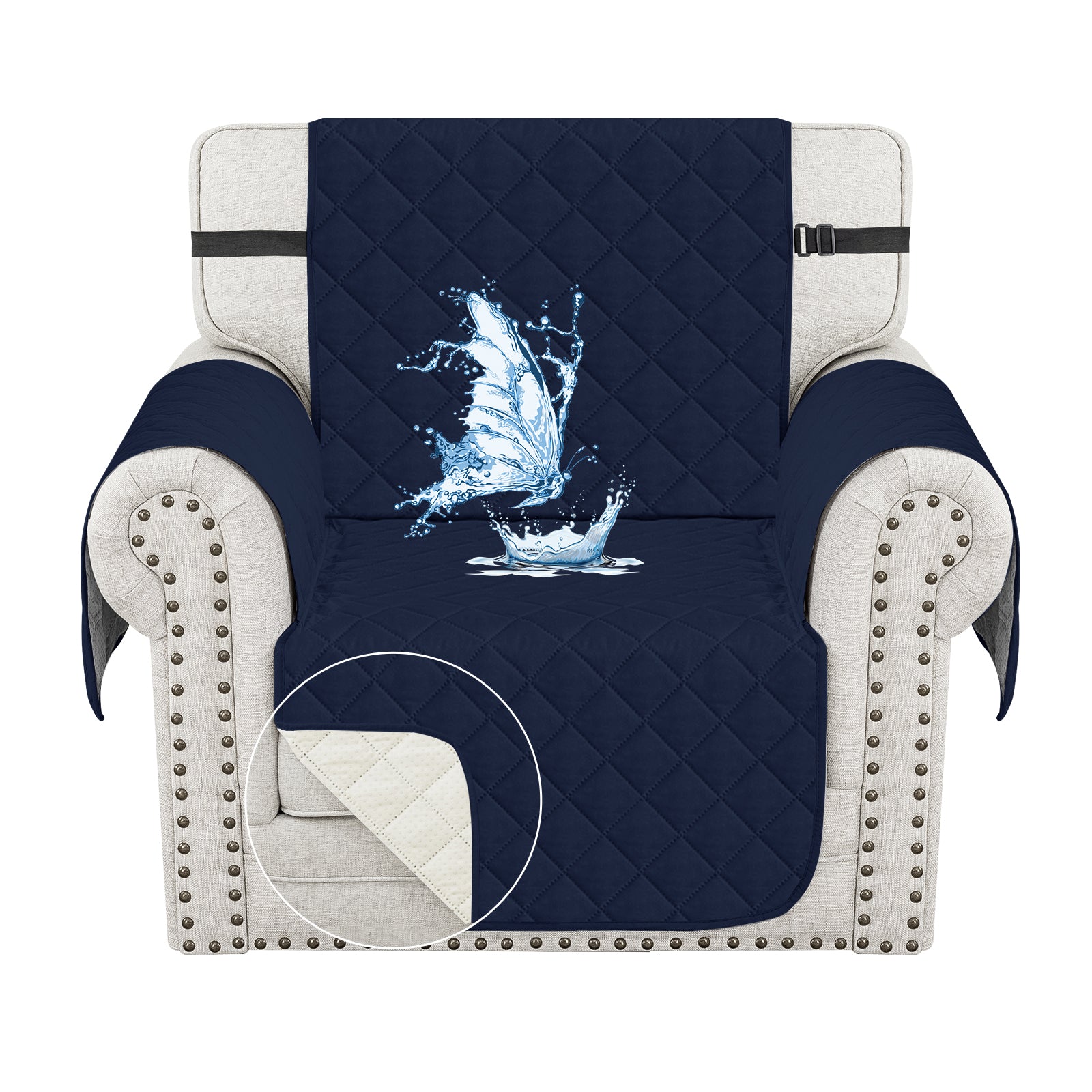 Ystyle Waterproof 1 Seater Sofa Cover with Side Pockets Anti-Slip