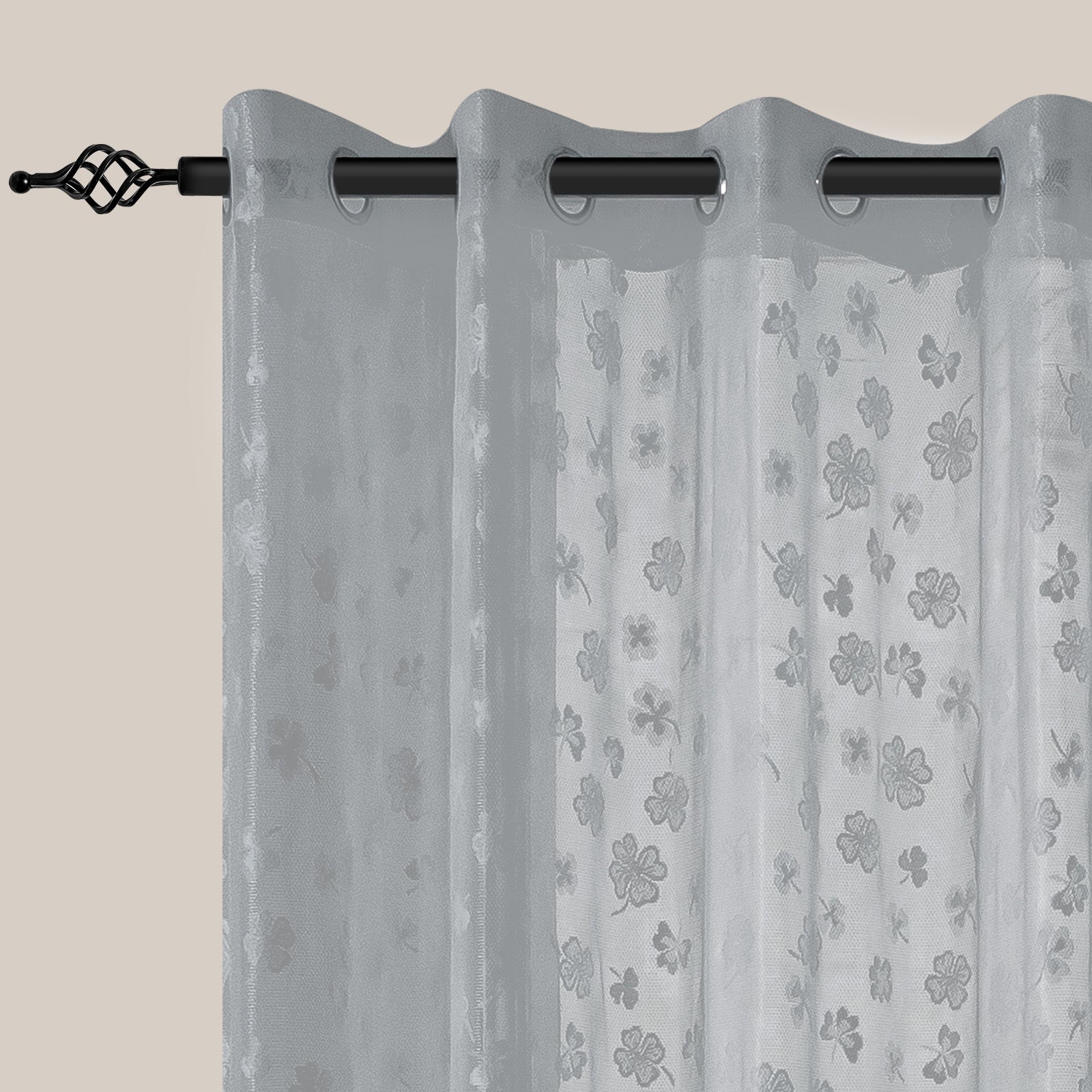 YSTYLE 2 Pieces Lace Voile Curtains with Eyelets-YSTYLE