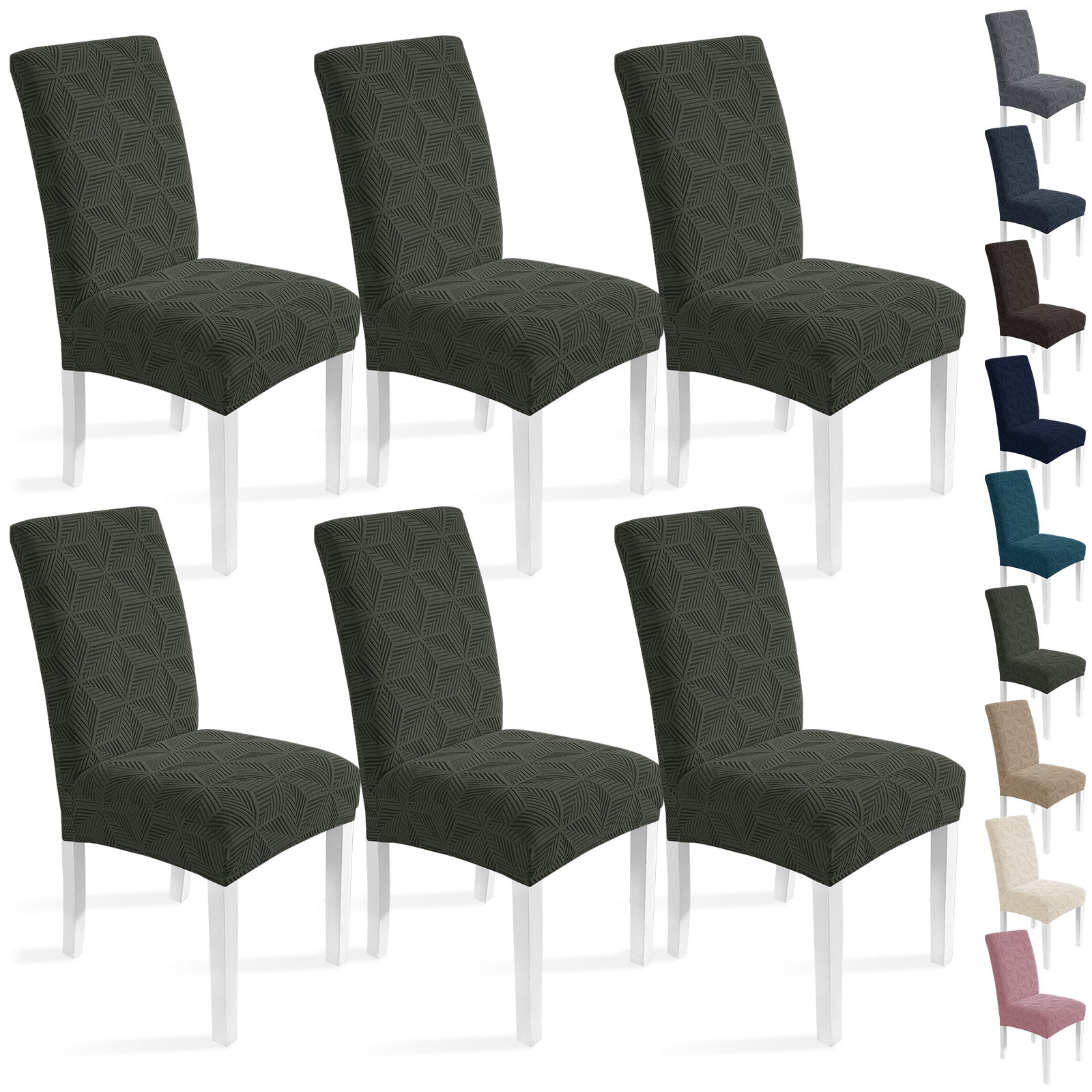Ystyle 6-Piece Chair Covers with Backrest, Elastic Slipcovers, Universal Living Room Kitchen Chair Protectors, Cat Scratch-Resistant Modern Stain-Proof Dining Chair Covers
