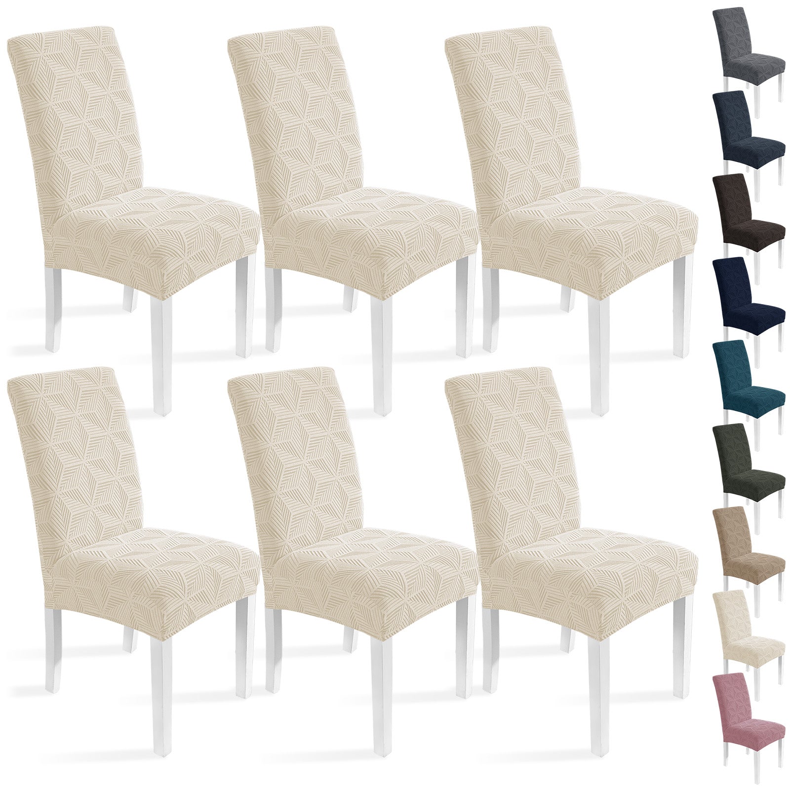 Ystyle 6-Piece Chair Covers with Backrest, Elastic Slipcovers, Universal Living Room Kitchen Chair Protectors, Cat Scratch-Resistant Modern Stain-Proof Dining Chair Covers