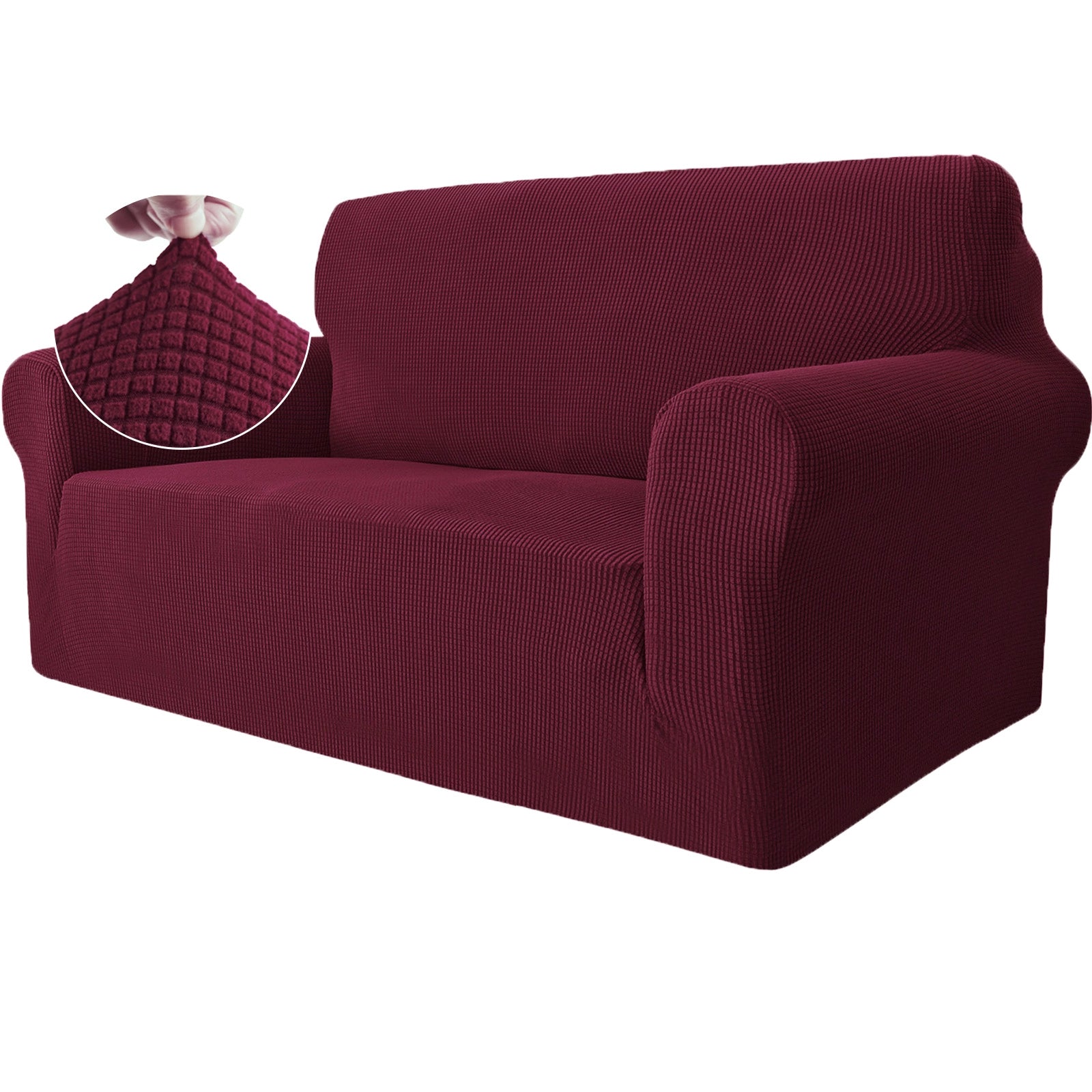 YSTYLE Cubierta de Sofá para 2 Personas – Elástica, Antideslizante y Amigable con Mascotas, Resistente a los Rayones, Lavable-Red 