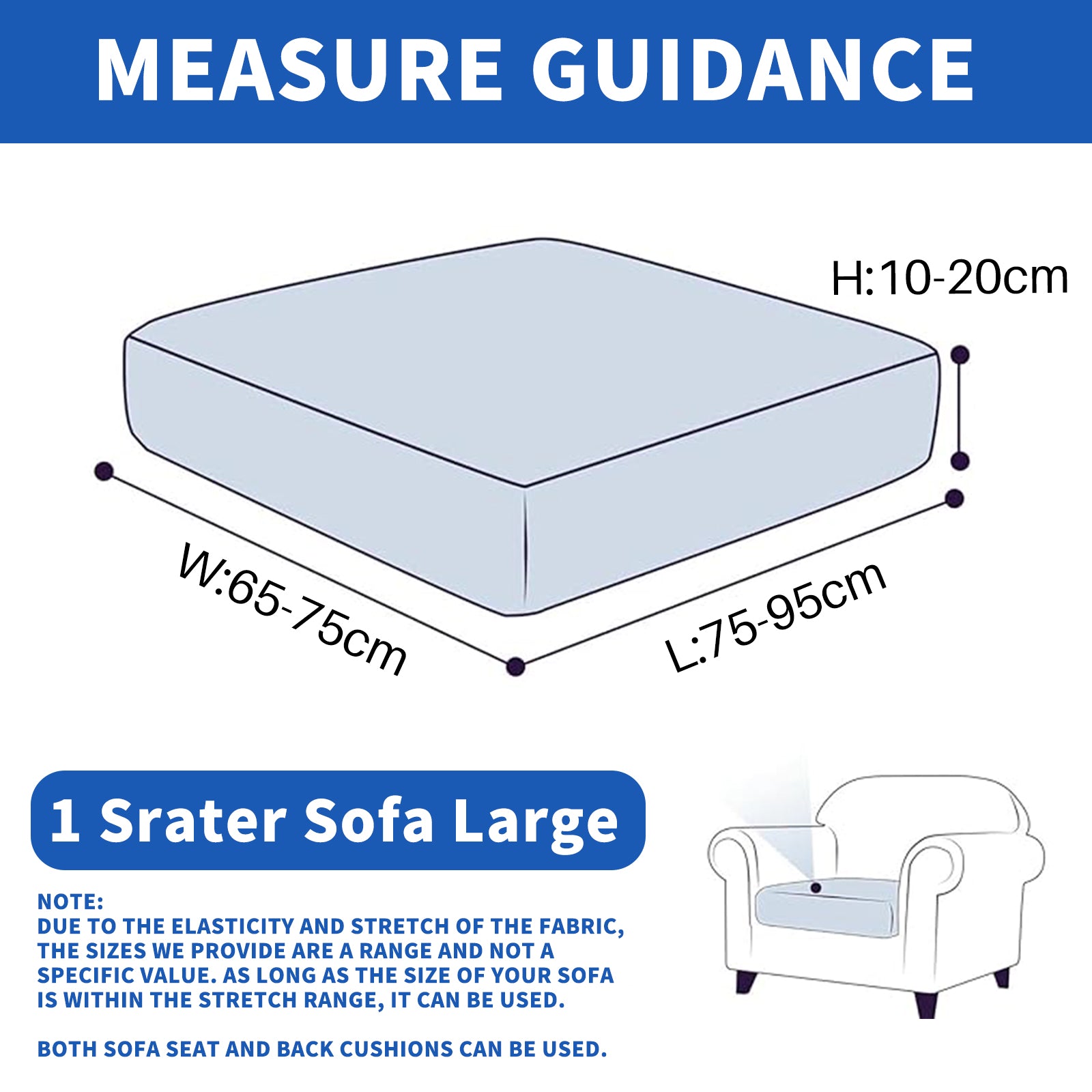 YSTYLE Samt-Stretch-Sofaschoner Großer 1-sitziger Anti-Rutsch