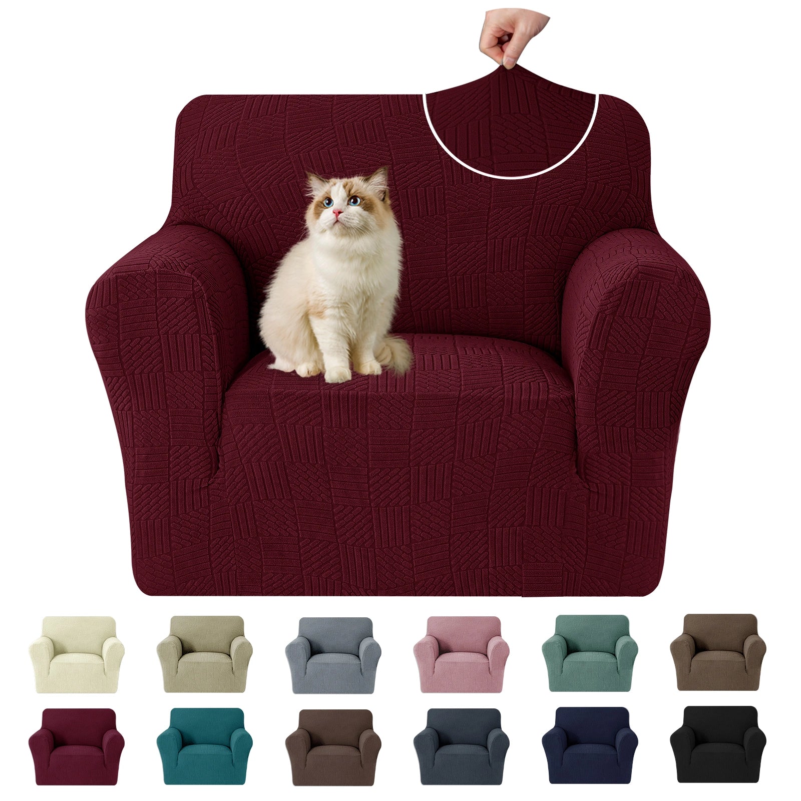 YSTYLE Cubierta de Sofá para 1 Asiento – Ajuste Elástico, Antideslizante, Amigable con Mascotas, Diseño Moderno, Lavable - Cinco Líneas 
