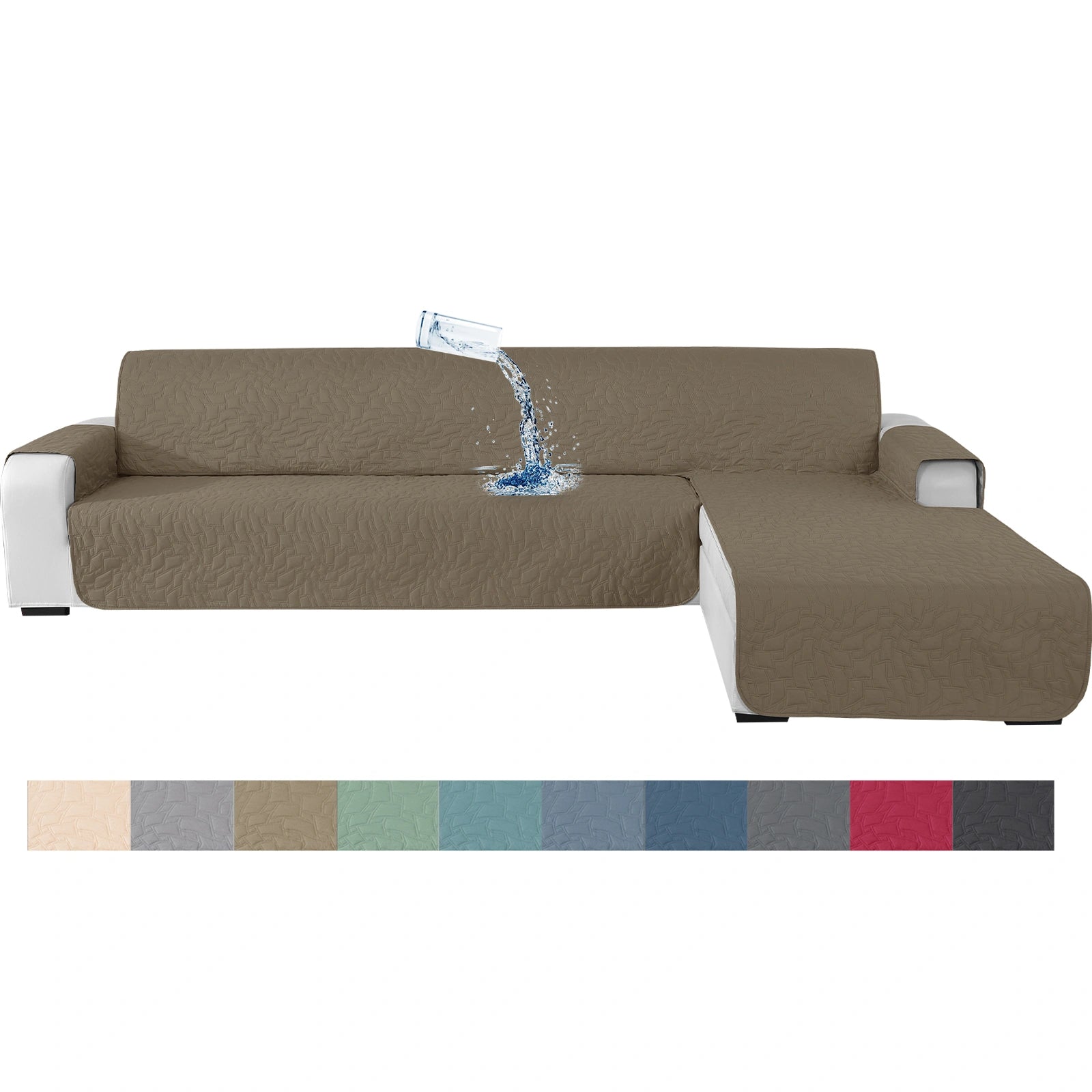 YSYLE L-Forma para Cubierta de Sofá de 3 Lugares - Impermeable, Antideslizante, Anti-Rascado de Gato, Protección Acolchada - Forma Cuadrada