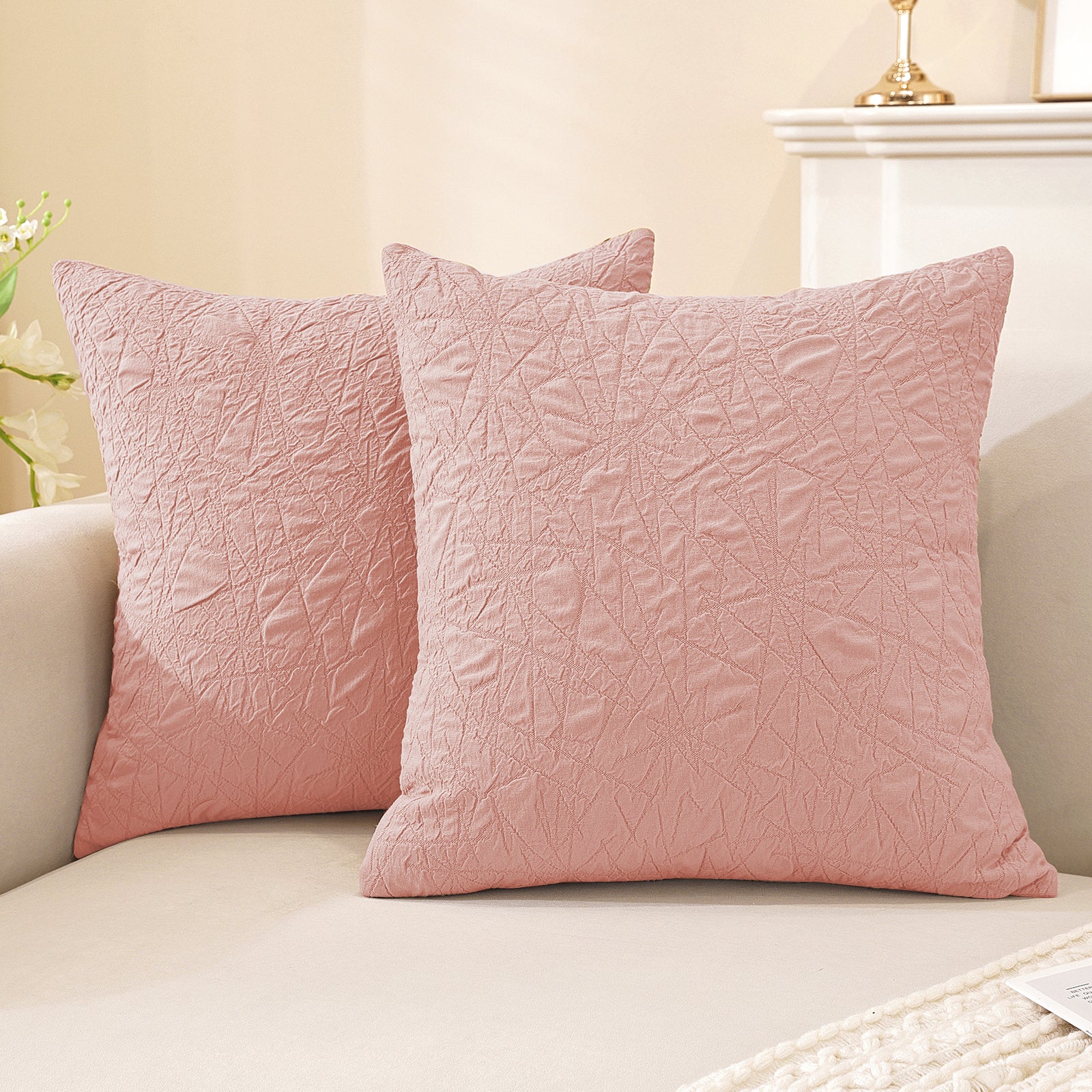 Ystyle 2 Pieces Sofa Cushion Covers 60 x 60 cm, Cushion Covers with Invisible Zipper, Square Pillowcases, Modern Sofa Pillowcases, for Living Room Bedroom Balcony Outdoor