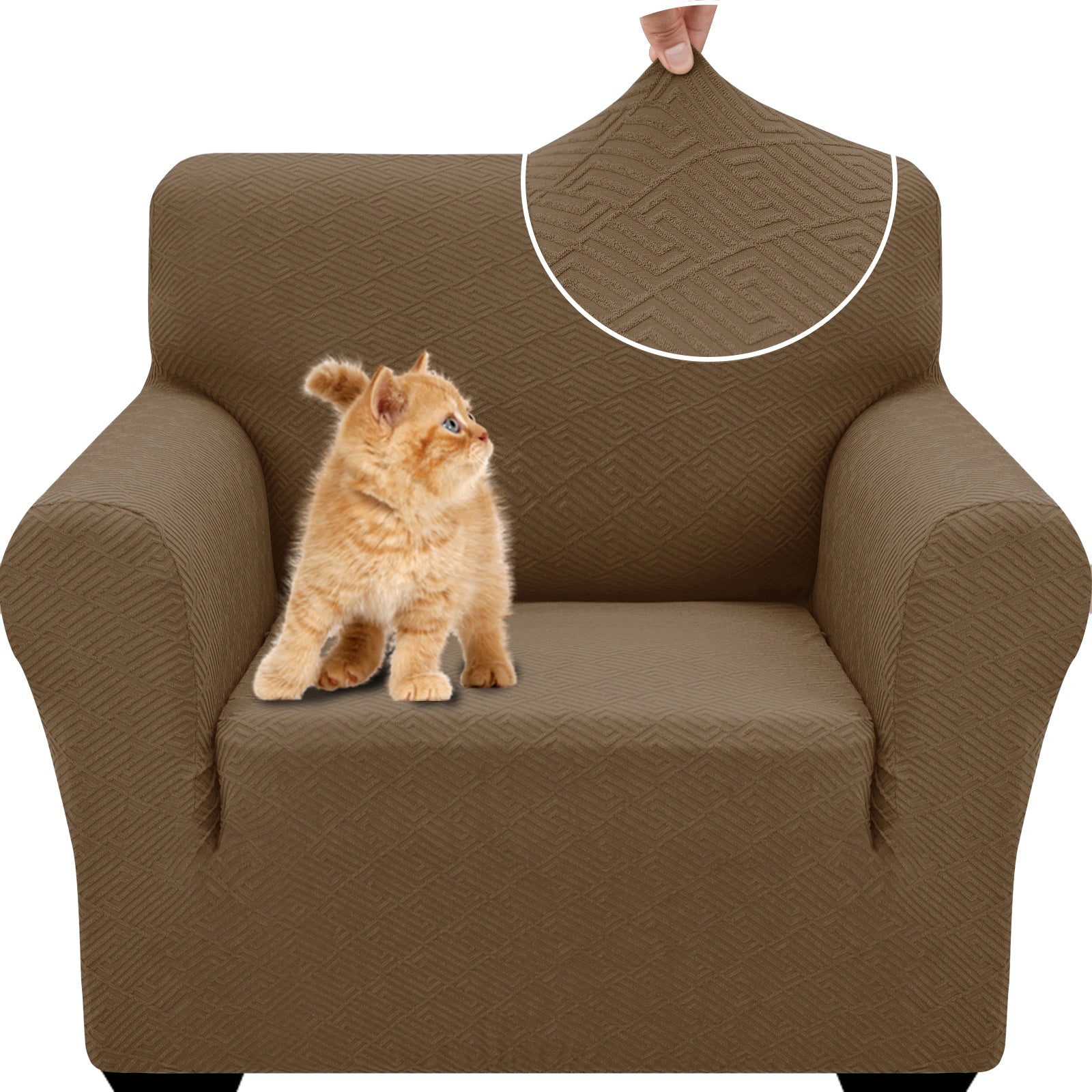 Manta para sofá de 1 asiento YSTYLE - Ajuste elástico, resistente a arañazos de mascotas, geométrico jacquard, antideslizante, lavable - Forma de espalda