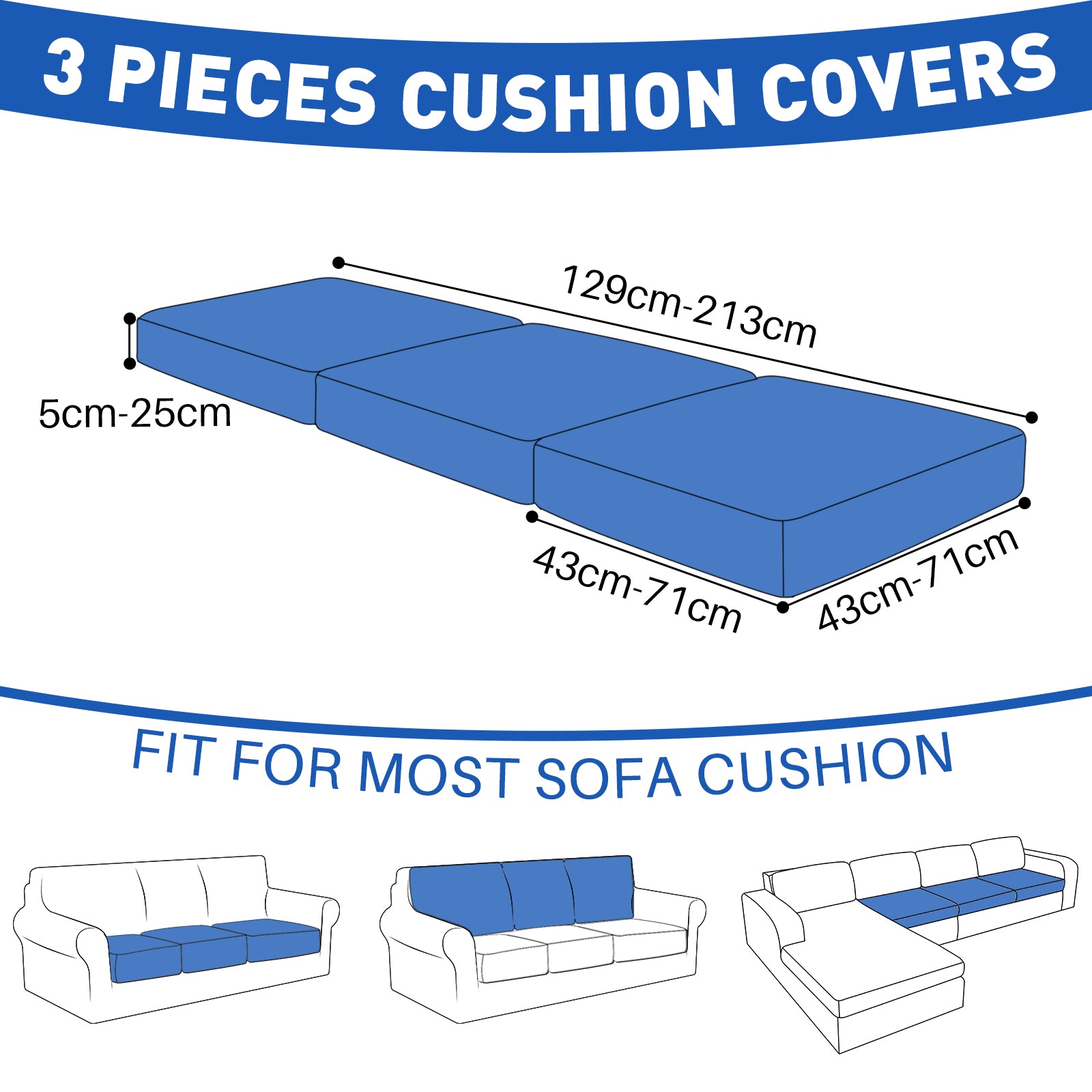 YSTYLE 3 pezzi Copertura impermeabile e stretch per sedile del divano grande 1 posto Geometrica