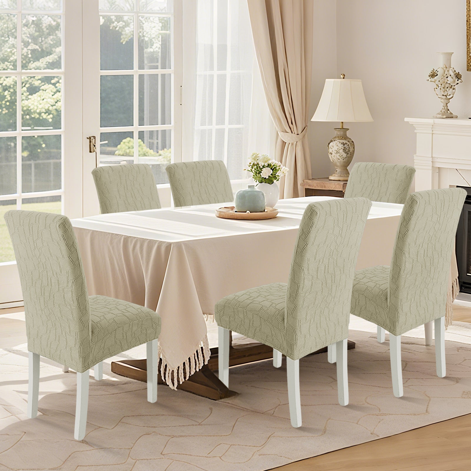 Ystyle 6-Piece Chair Covers with Backrest, Elastic Living Room Kitchen Chair Slipcovers, Soft Comfortable Anti-Scratch Chair Covers, Easy to Clean and Durable, Washable Removable