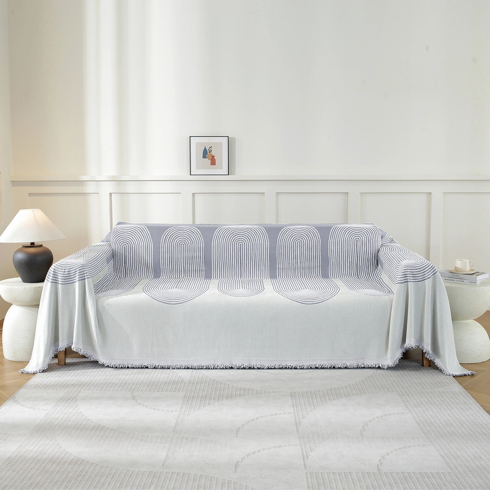 Manta de sofá de 3 asientos YSTYLE, anti-polvo, fácil de cuidar, lanzamiento decorativo, semicircular. 