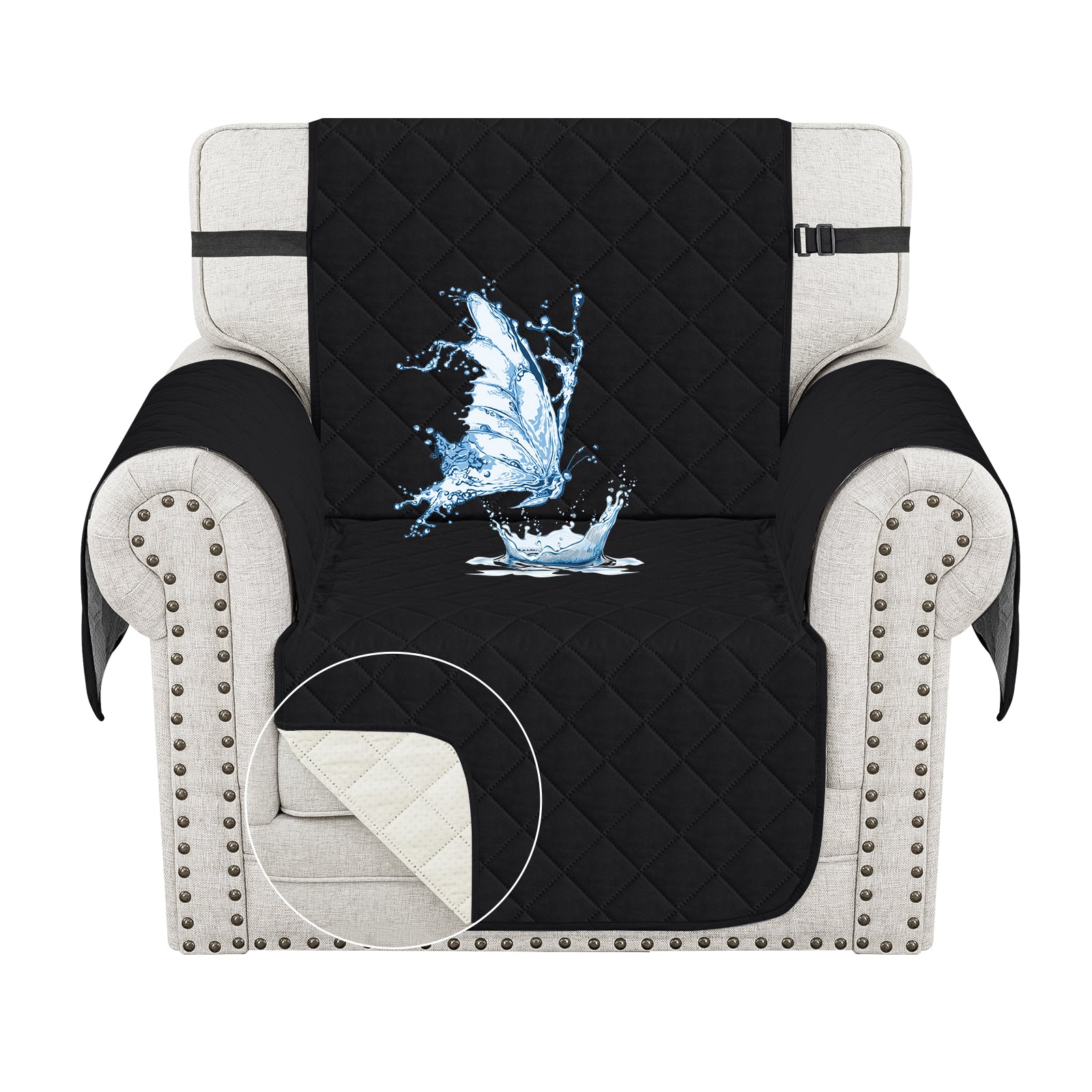 Ystyle Waterproof 1 Seater Sofa Cover with Side Pockets Anti-Slip