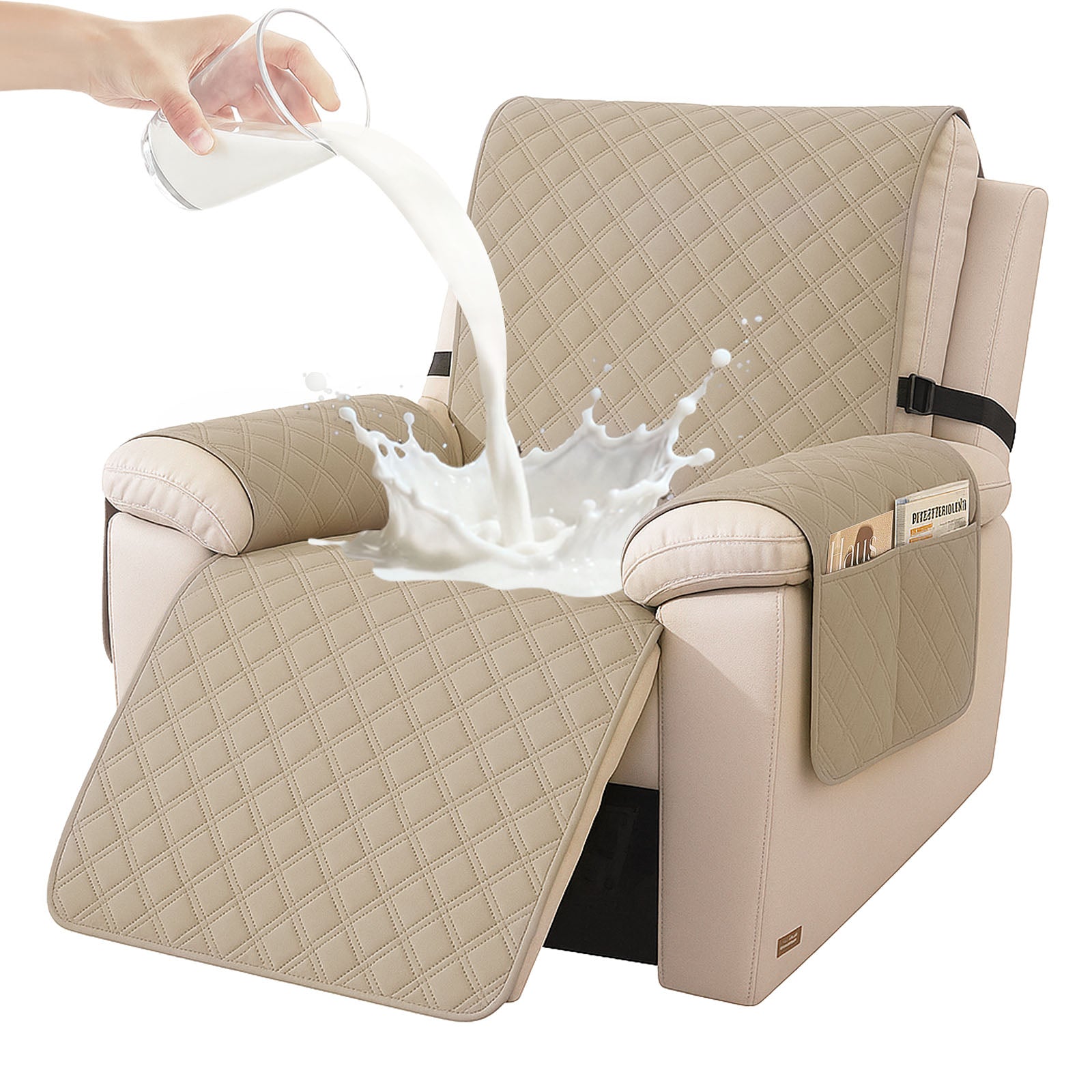 YSTYLE Waterproof Armchair Cover with Pockets and Non Slip Backing-YSTYLE