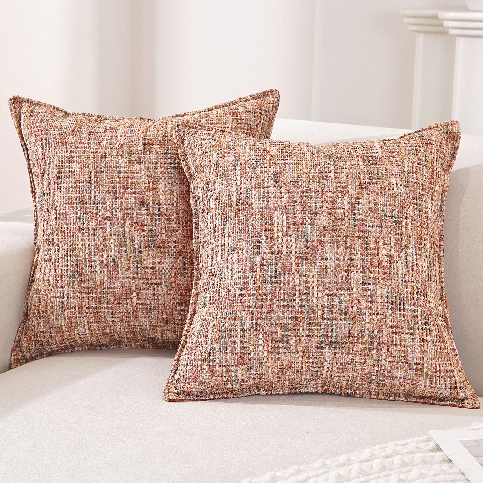 Ystyle Chenille Sofa Cushion Covers 60 x 60 cm, 2 Pieces, Soft Durable Cushion Cover, Sofa Cushion Cover with Corazón Shape, Elegant Decorative Pillowcase Living Room