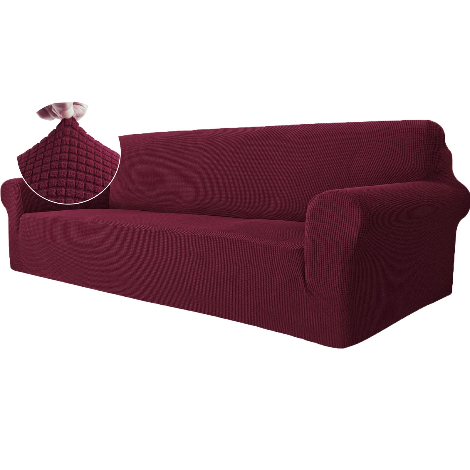 YSTYLE Cubierta de Sofá para 4 Personas – Elástica, Antideslizante y Amigable con Mascotas, Resistente a los Rayones, Lavable-Red 