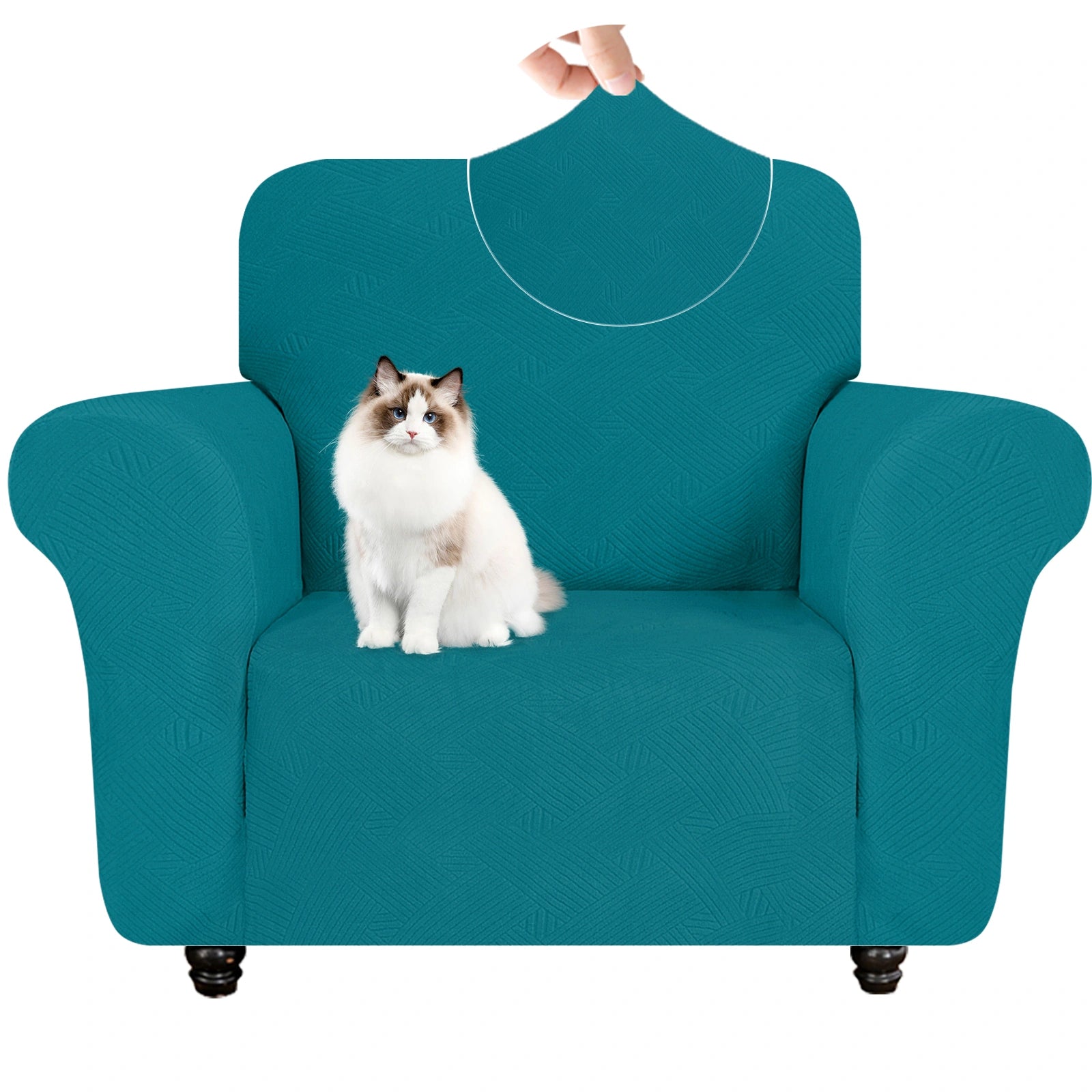 ESTILO 1 Cubierta de sofá de un solo asiento - Elástica, antideslizante, amigable con mascotas, lavable, adecuada para el invierno - Patrón entrelazado