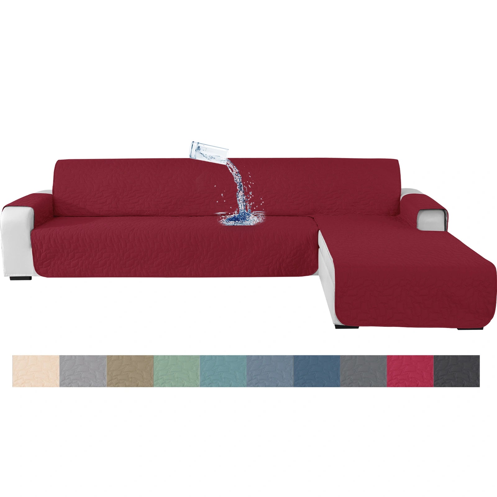 YSYLE L-Forma para Cubierta de Sofá de 3 Lugares - Impermeable, Antideslizante, Anti-Rascado de Gato, Protección Acolchada - Forma Cuadrada