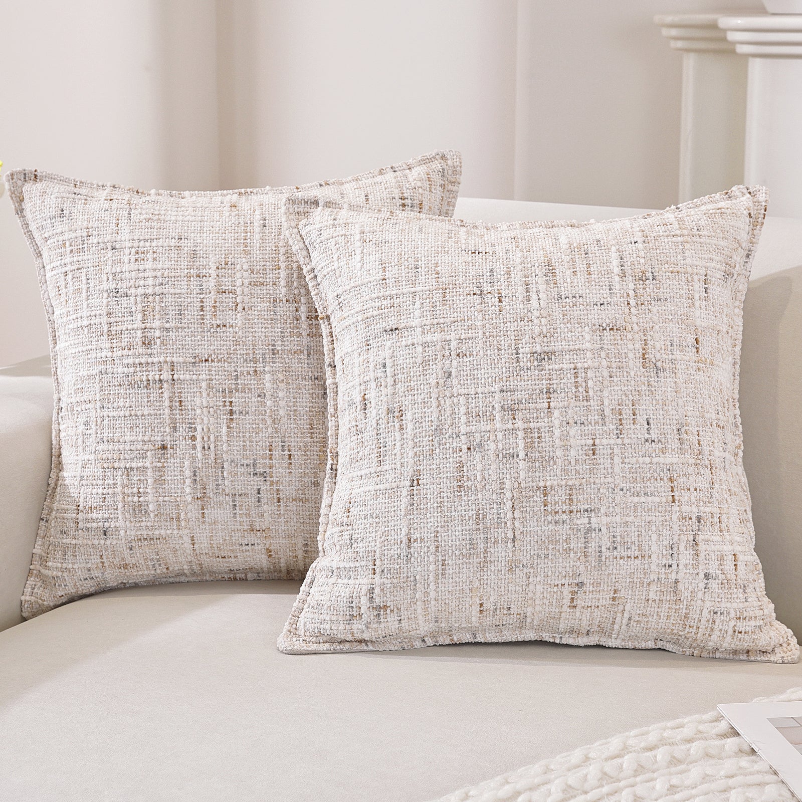 Ystyle Chenille Sofa Cushion Covers 60 x 60 cm, 2 Pieces, Soft Durable Cushion Cover, Sofa Cushion Cover with Corazón Shape, Elegant Decorative Pillowcase Living Room