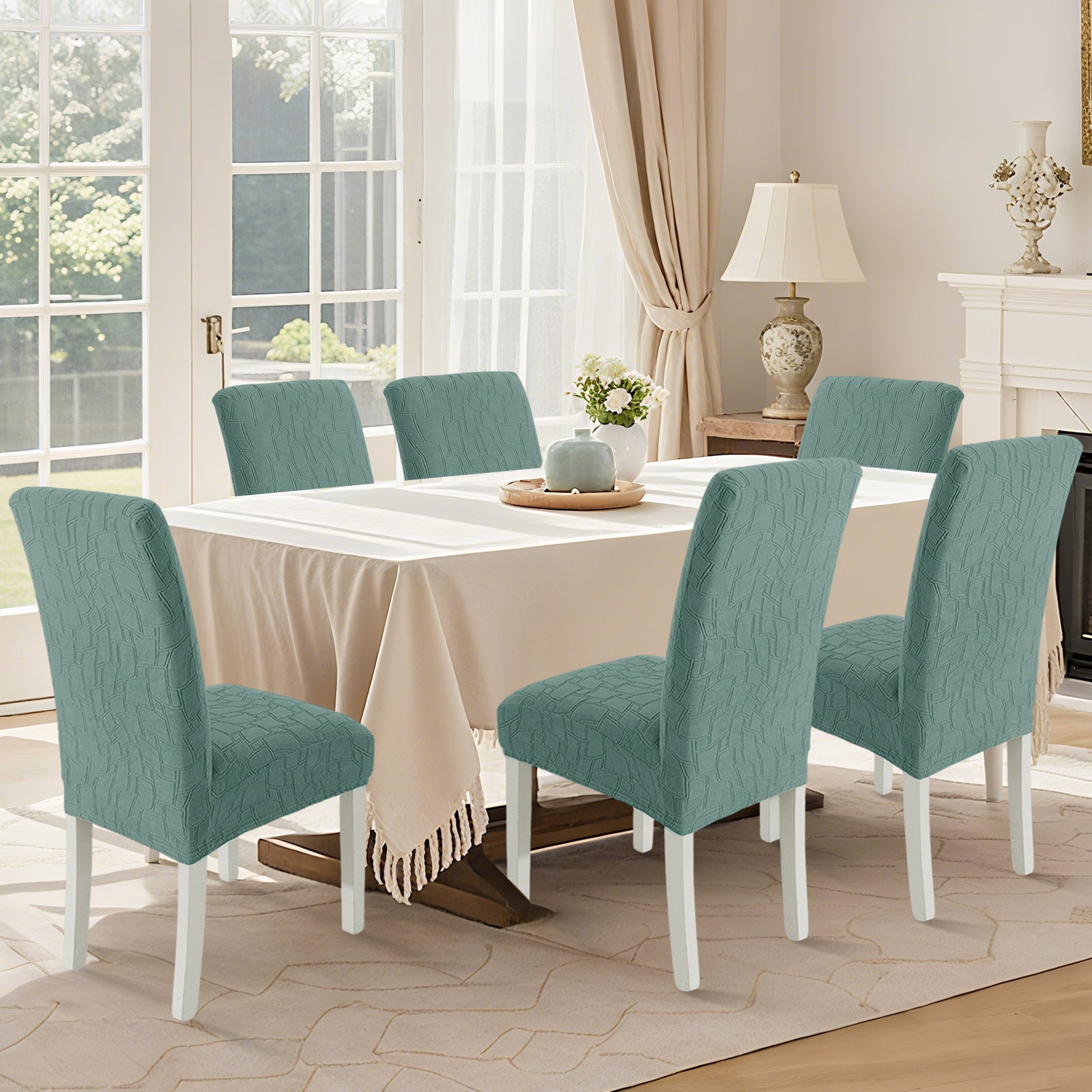 Ystyle 6-Piece Chair Covers with Backrest, Elastic Living Room Kitchen Chair Slipcovers, Soft Comfortable Anti-Scratch Chair Covers, Easy to Clean and Durable, Washable Removable