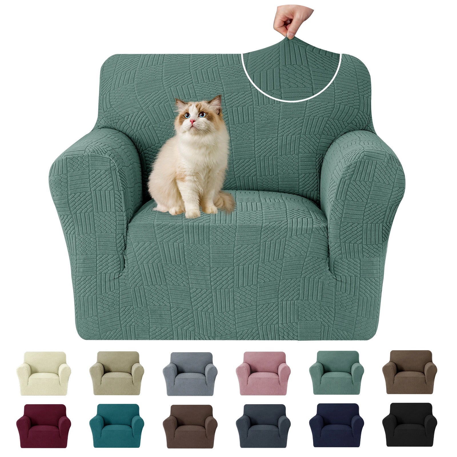 YSTYLE Cubierta de Sofá para 1 Asiento – Ajuste Elástico, Antideslizante, Amigable con Mascotas, Diseño Moderno, Lavable - Cinco Líneas 