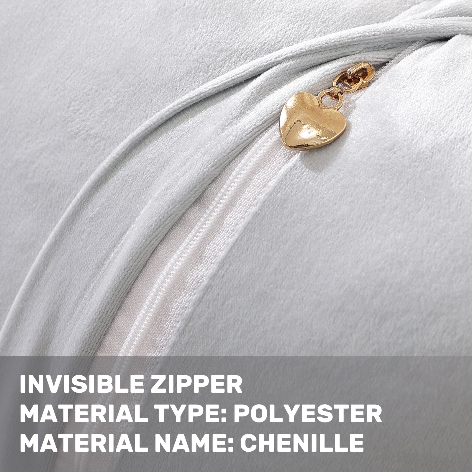 Ystyle Chenille Sofa Cushion Covers 60 x 60 cm, 2 Pieces, Soft Durable Cushion Cover, Sofa Cushion Cover with Corazón Shape, Elegant Decorative Pillowcase Living Room