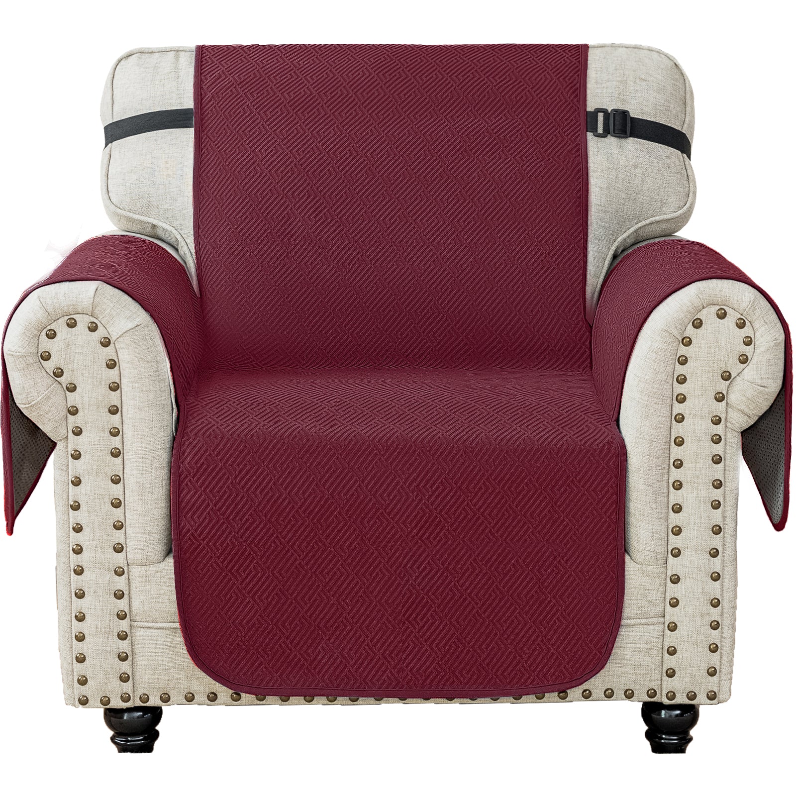 Waterproof Sofa Cover with Chaise and Non-Slip Geometric Pattern Design