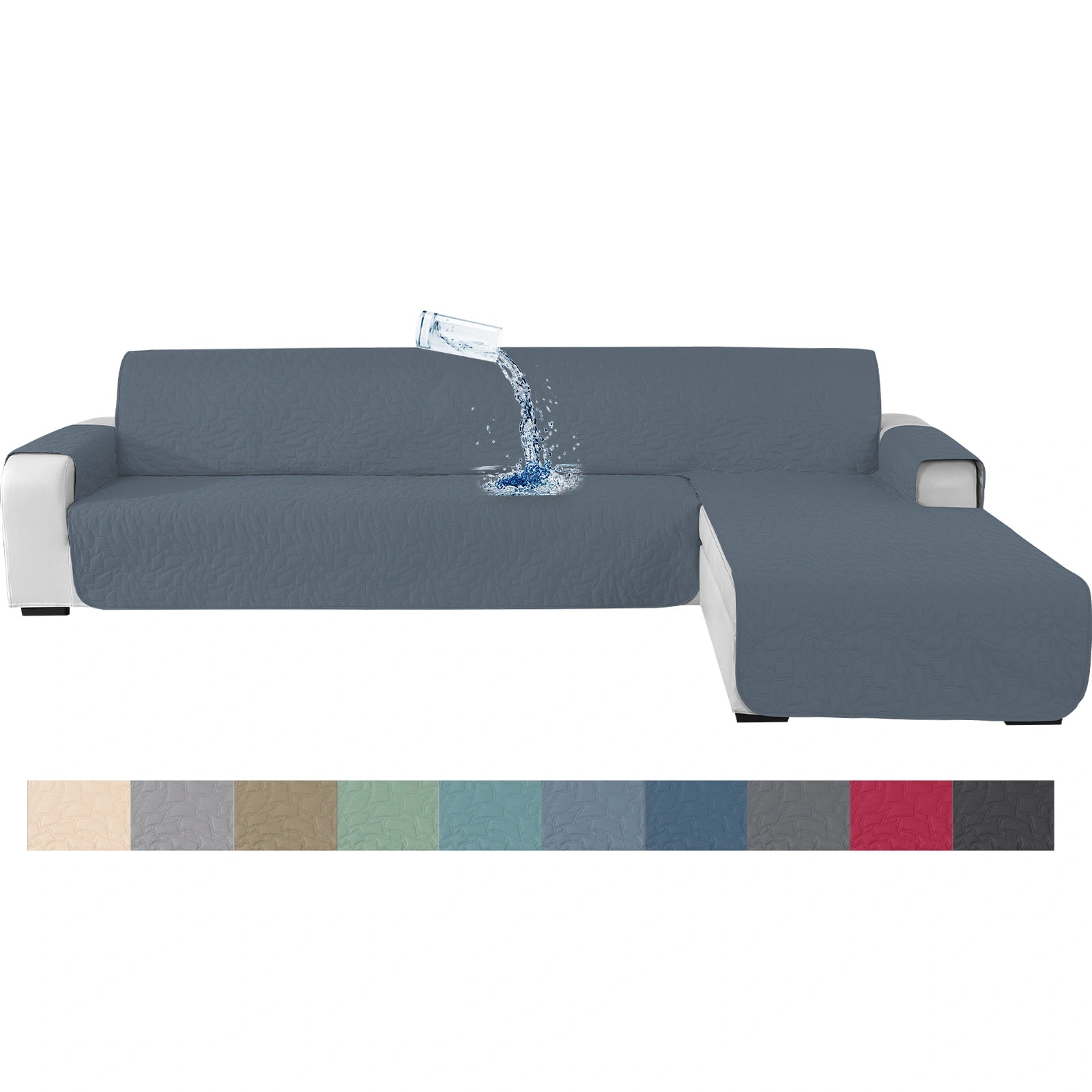 YSYLE L-Forma para Cubierta de Sofá de 3 Lugares - Impermeable, Antideslizante, Anti-Rascado de Gato, Protección Acolchada - Forma Cuadrada