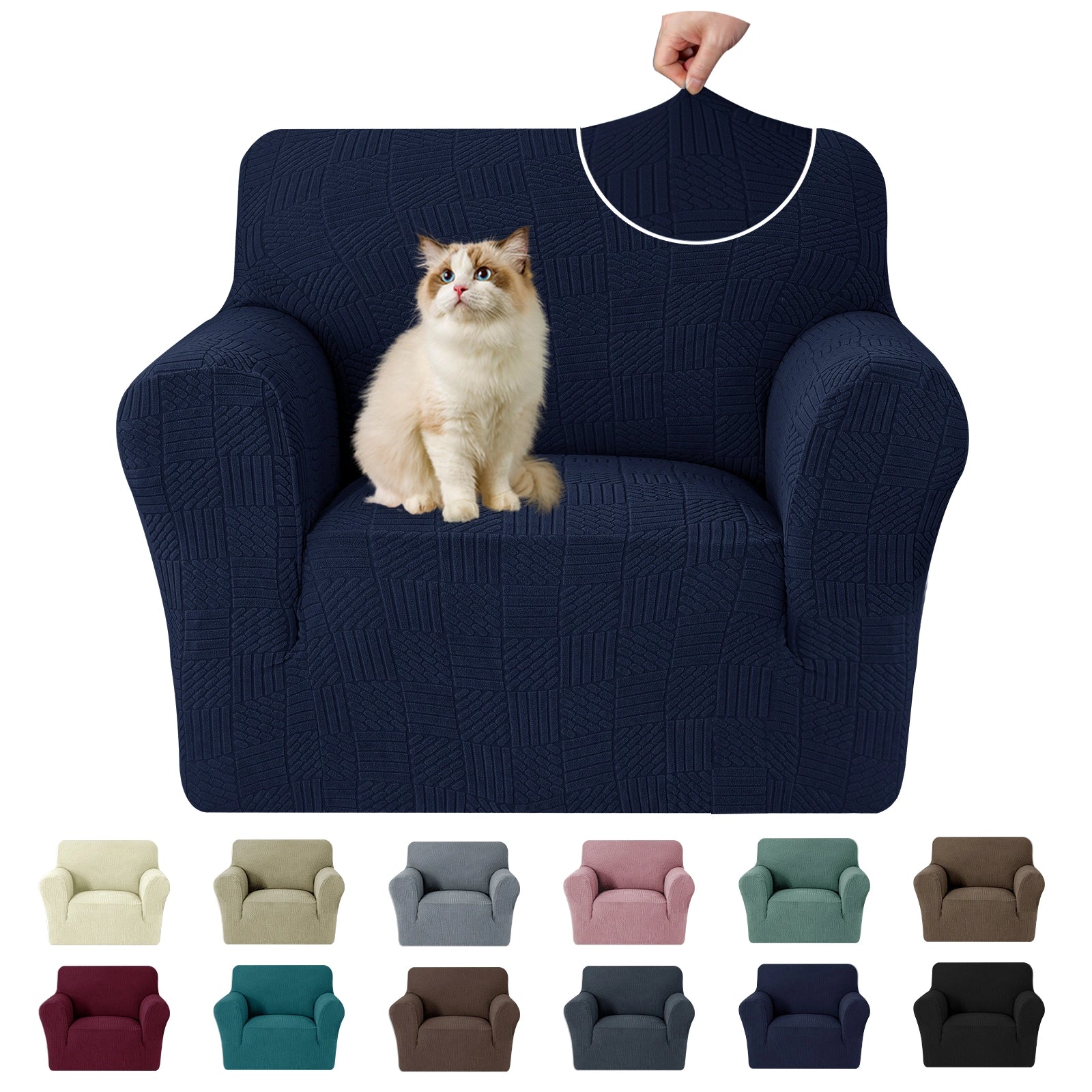 YSTYLE Cubierta de Sofá para 1 Asiento – Ajuste Elástico, Antideslizante, Amigable con Mascotas, Diseño Moderno, Lavable - Cinco Líneas 