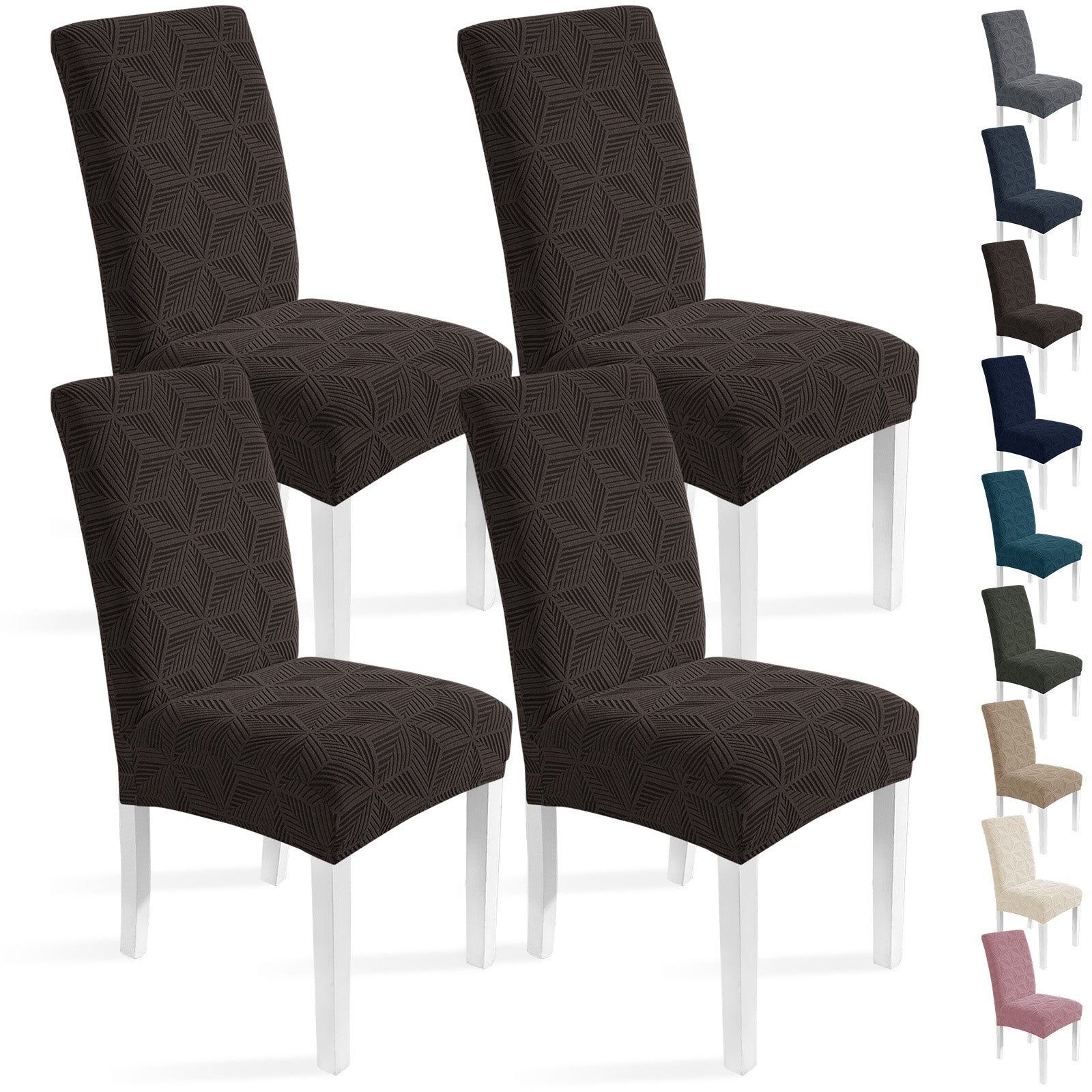 Ystyle 4-Piece Chair Covers with Backrest, Elastic Slipcovers, Universal Living Room Kitchen Chair Protectors, Cat Scratch-Resistant Modern Stain-Proof Dining Chair Covers
