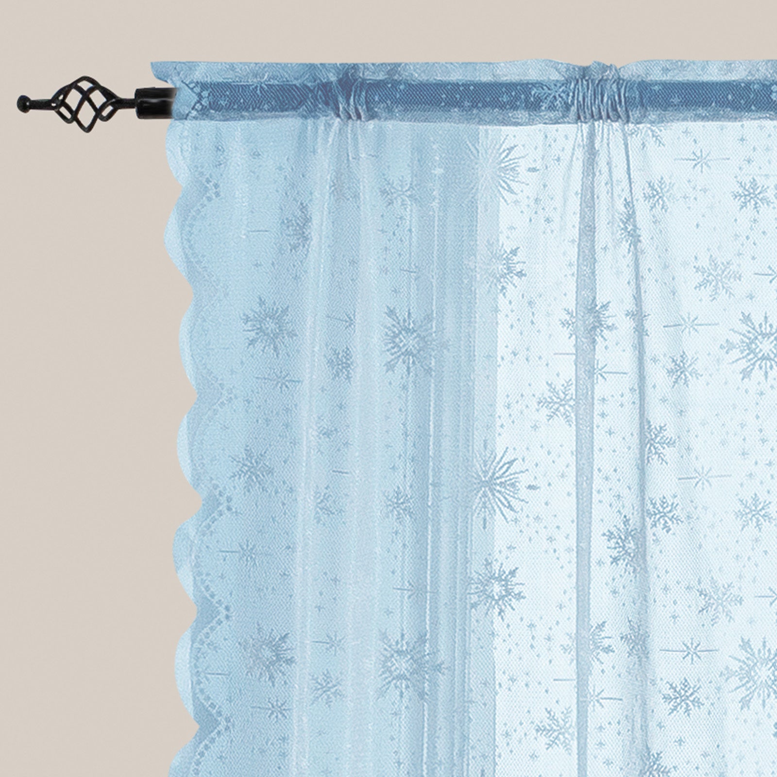 Ystyle 2 Panels Set, Semi-Sheer Indoor Curtains, 70x120cm, Classic Snowflake Pattern Lace Voile Curtains with Rod Pocket