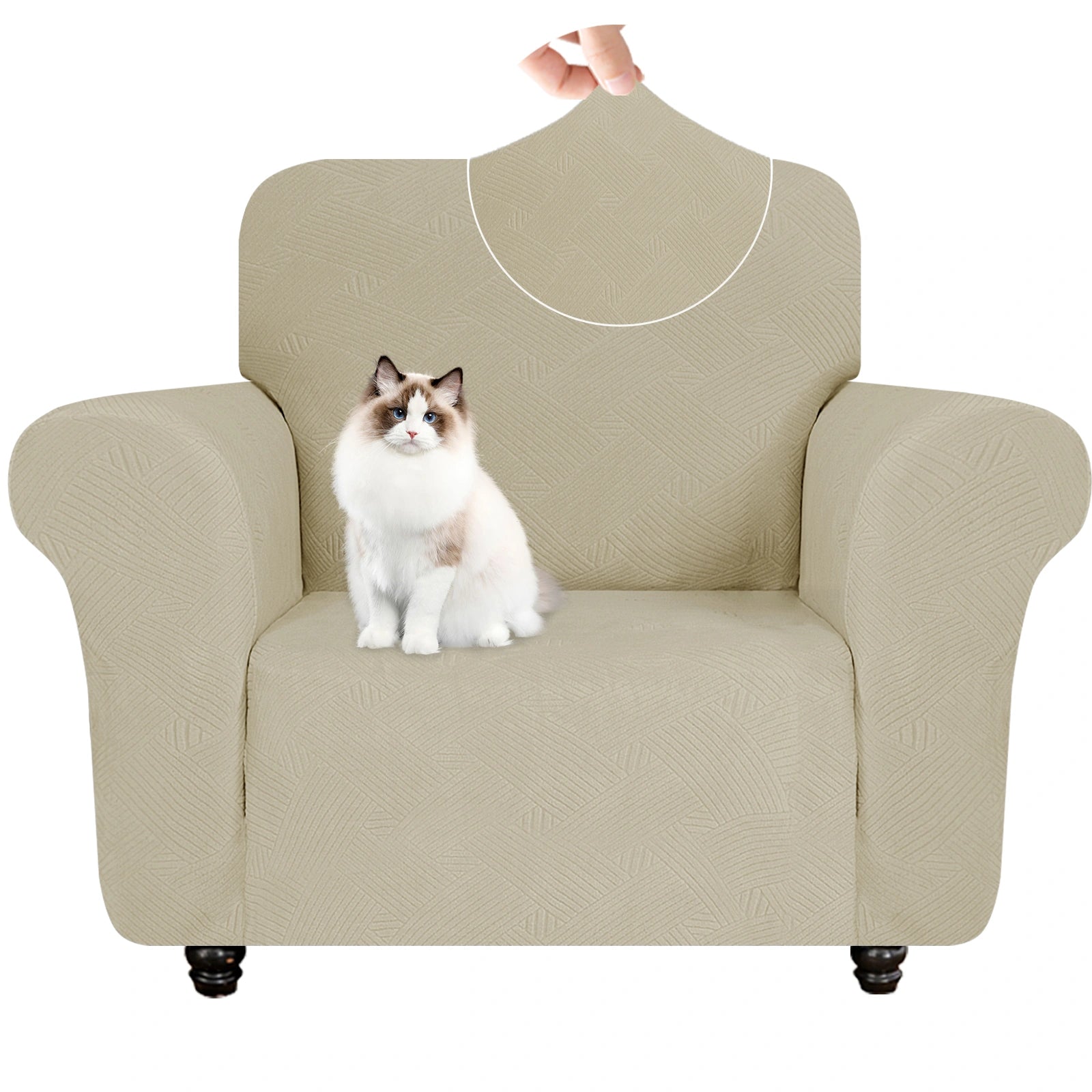 ESTILO 1 Cubierta de sofá de un solo asiento - Elástica, antideslizante, amigable con mascotas, lavable, adecuada para el invierno - Patrón entrelazado