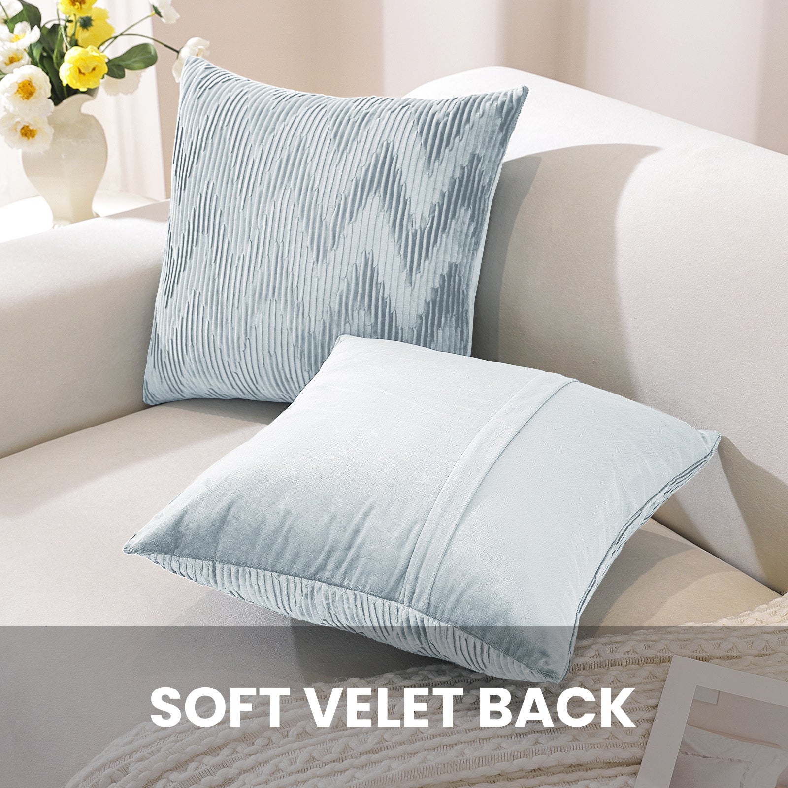 Ystyle 2 Pieces Cushion Covers Sofa 50 x 50 cm Velvet Minimalist Cushion Covers Invisible Zipper Decorative Cushion Covers for Sofa Living Room Bedroom