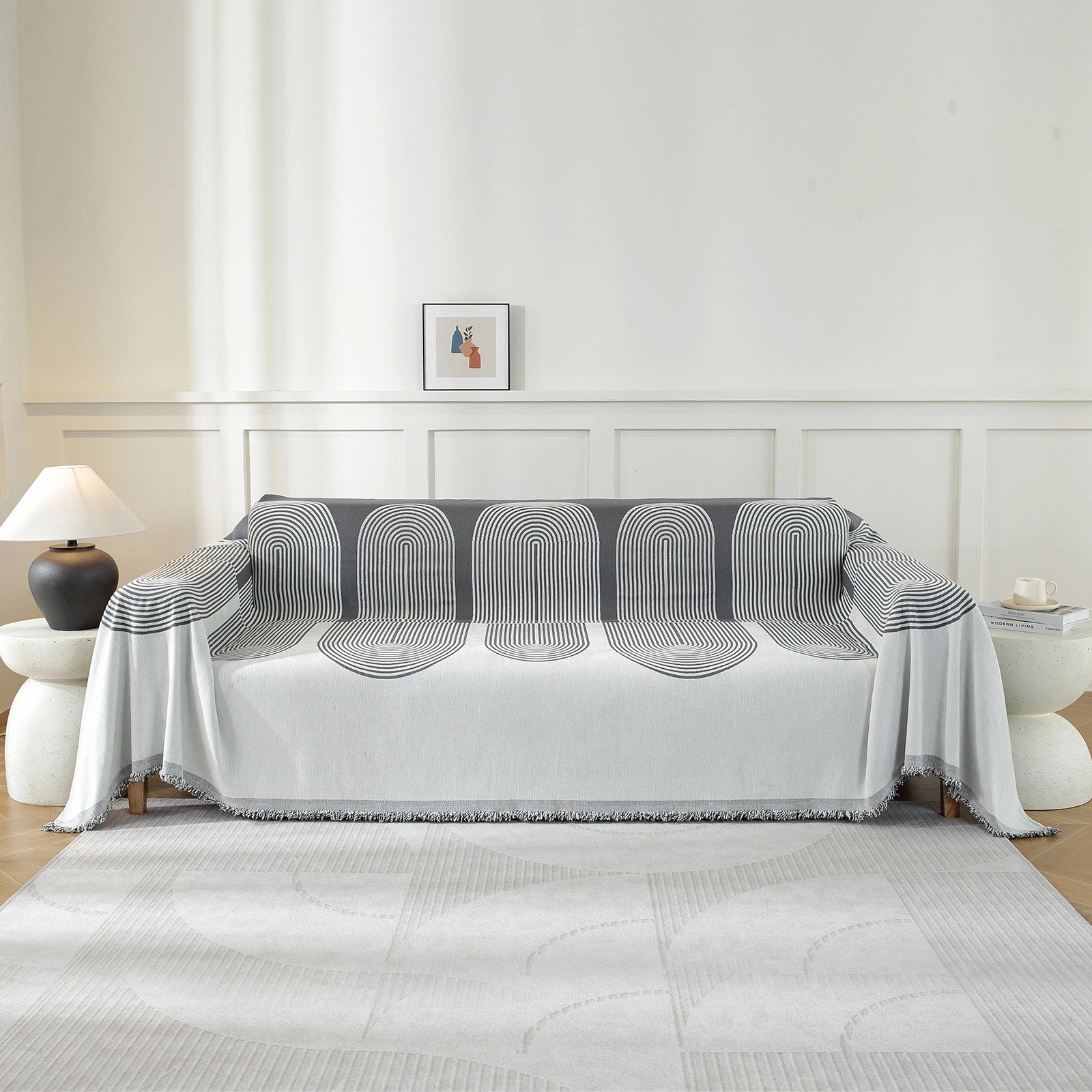Manta de sofá para 4 personas YSTYLE, anti-polvo, fácil de cuidar, lanzamiento decorativo, semicircular. 