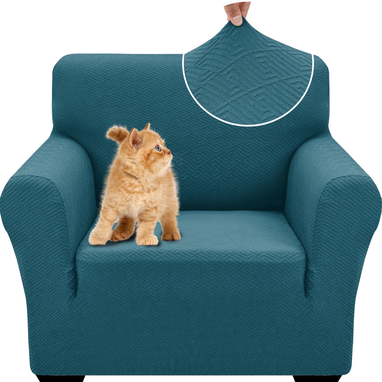 Manta para sofá de 1 asiento YSTYLE - Ajuste elástico, resistente a arañazos de mascotas, geométrico jacquard, antideslizante, lavable - Forma de espalda